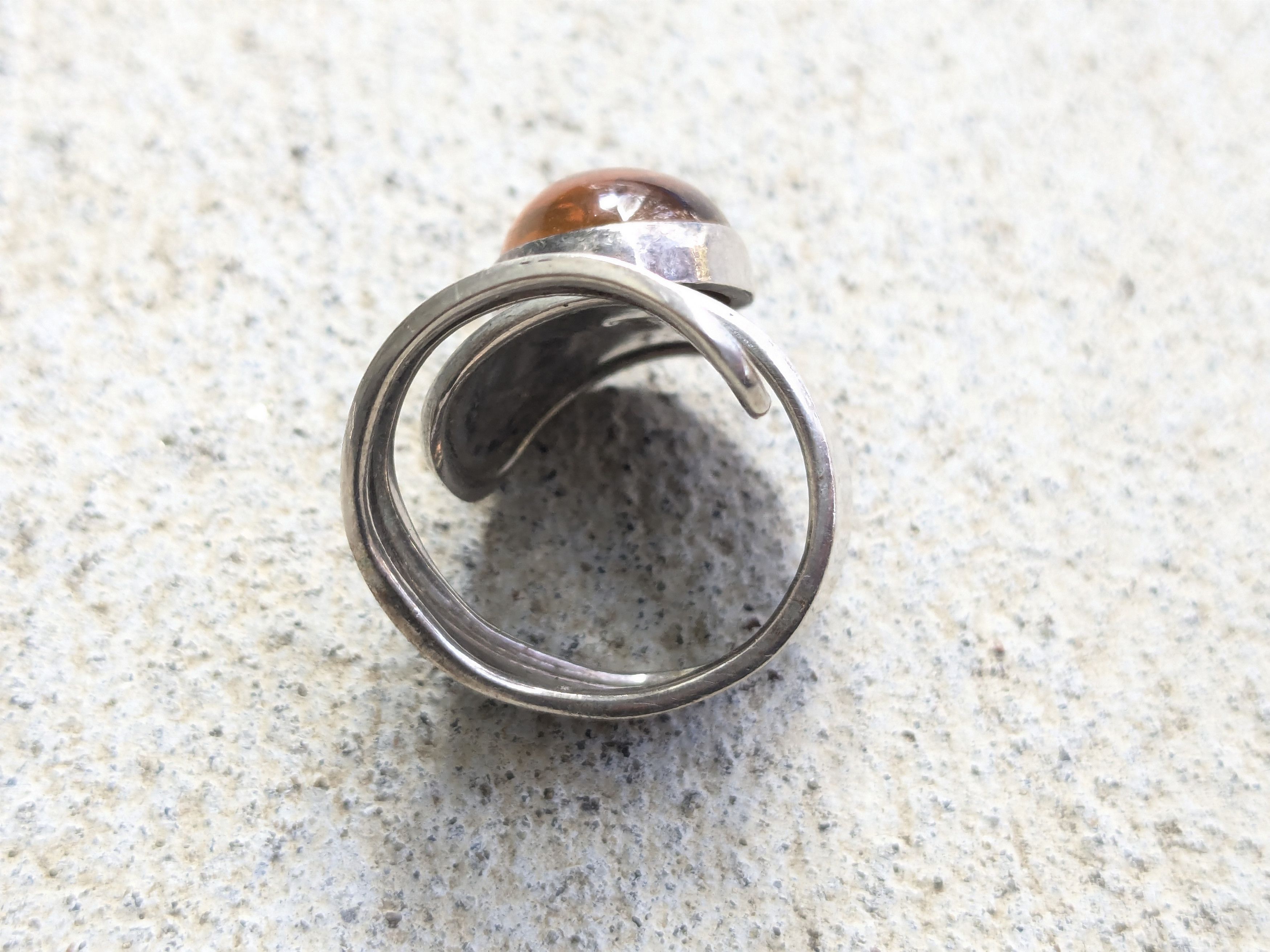 Jewelry Vintage Sterling Silver Ring Amber 9 Amber Modern Size ONE SIZE - 9 Thumbnail
