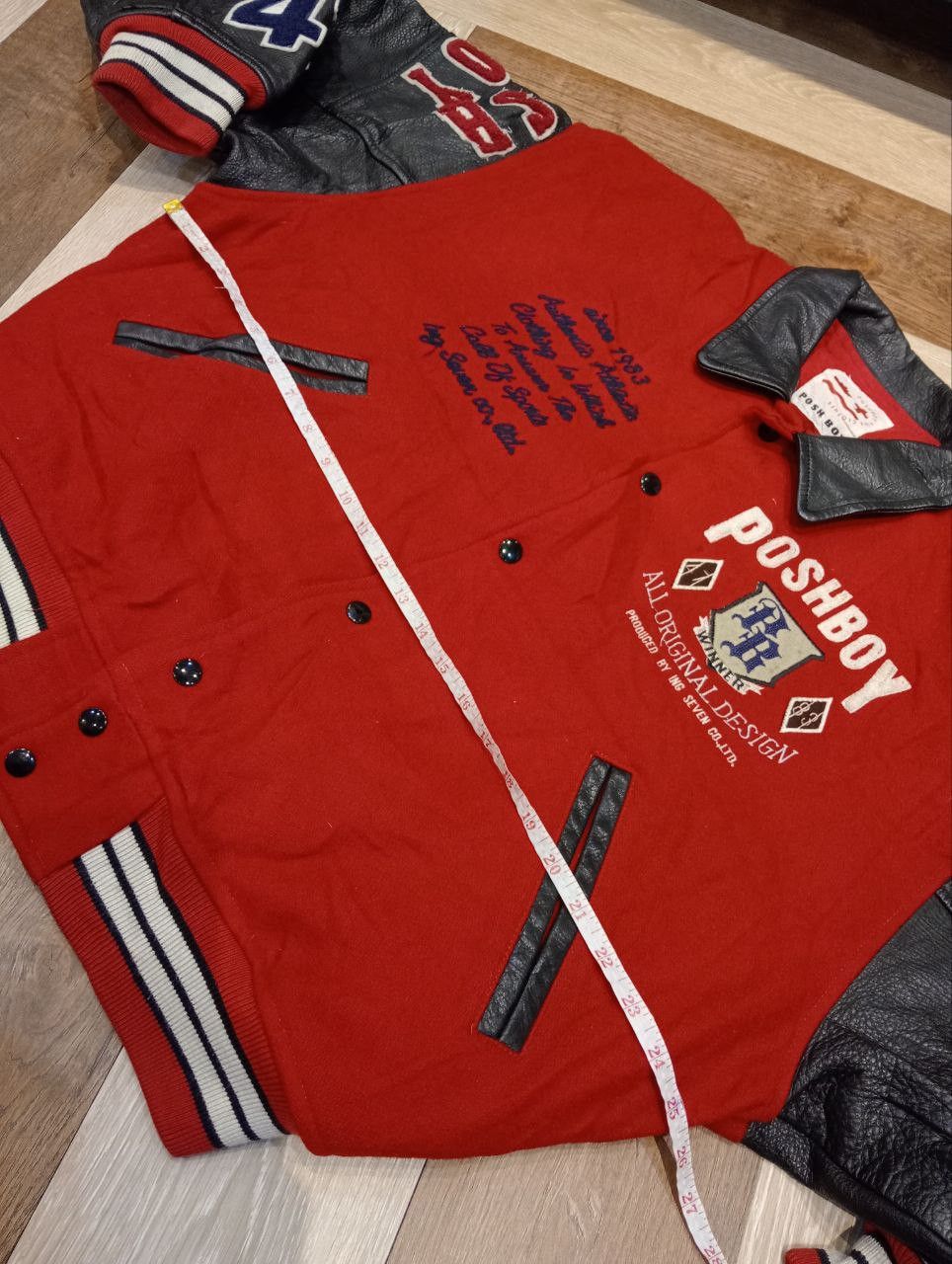 Japanese Brand VINTAGE POSHBOY PATCHES VARSITY JACKET Size US L / EU 52-54 / 3 - 17 Thumbnail