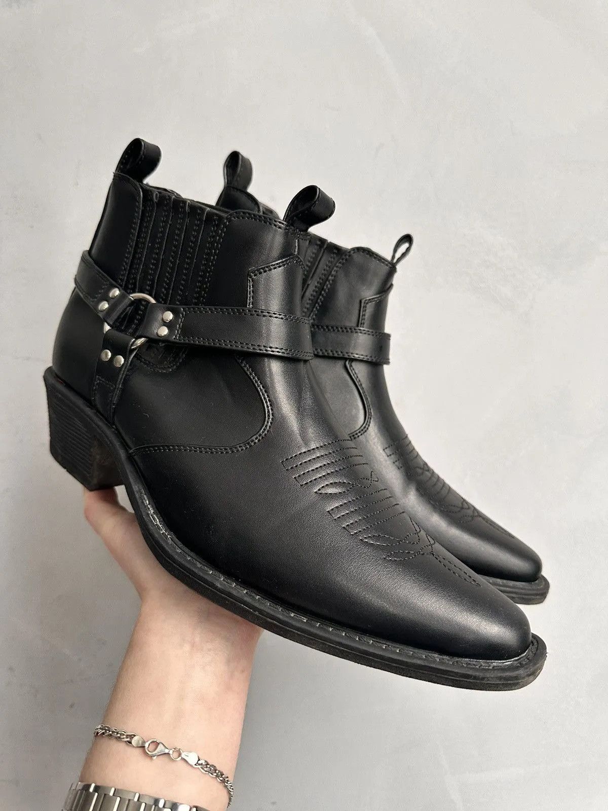 Western Rise VINTAGE BOOTS LEATHER AS 98 COWBOYS GUIDI WESTERN STYLE GOA Size US 7.5 / EU 40-41 - 2 Thumbnail