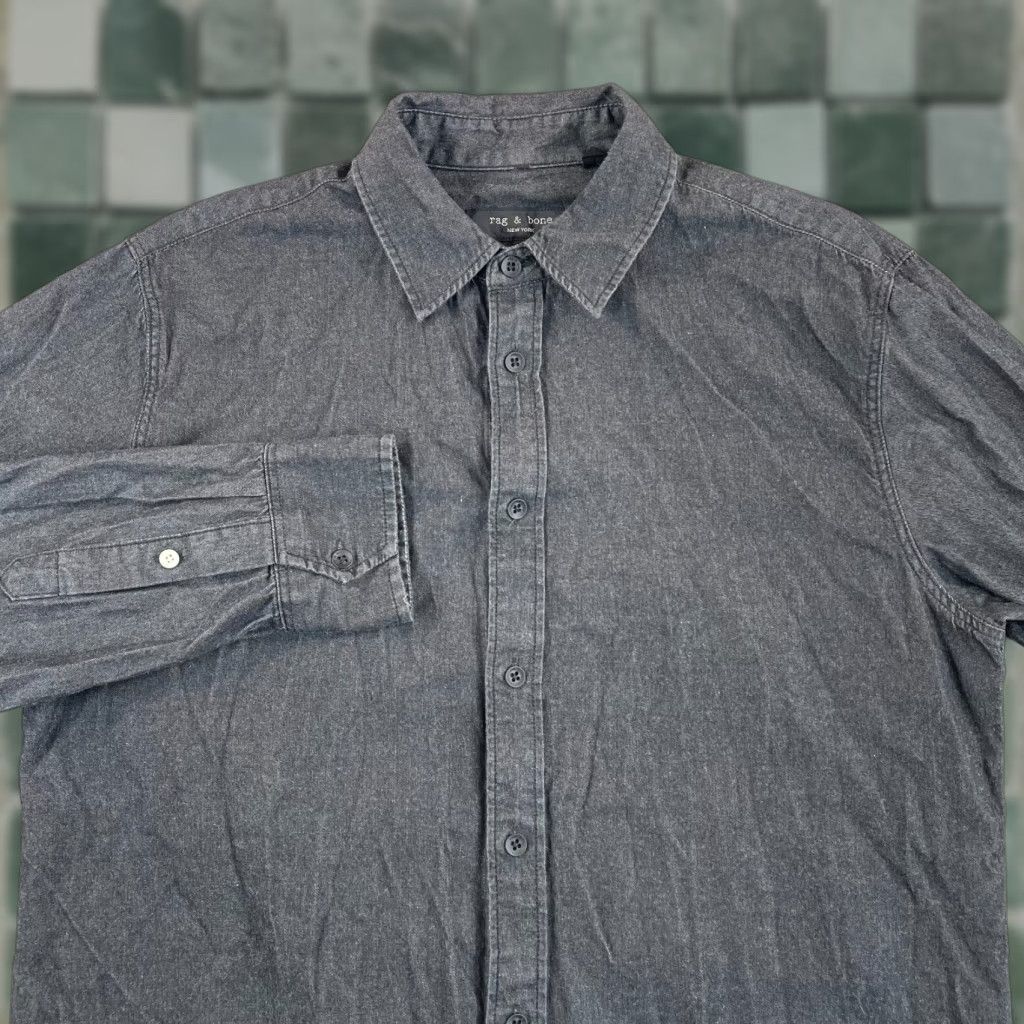 Rag & Bone rag & bone New York Fit 3 Denim Shirt Men Medium Black Oxford LS Button-Up Size US M / EU 48-50 / 2 - 1 Thumbnail