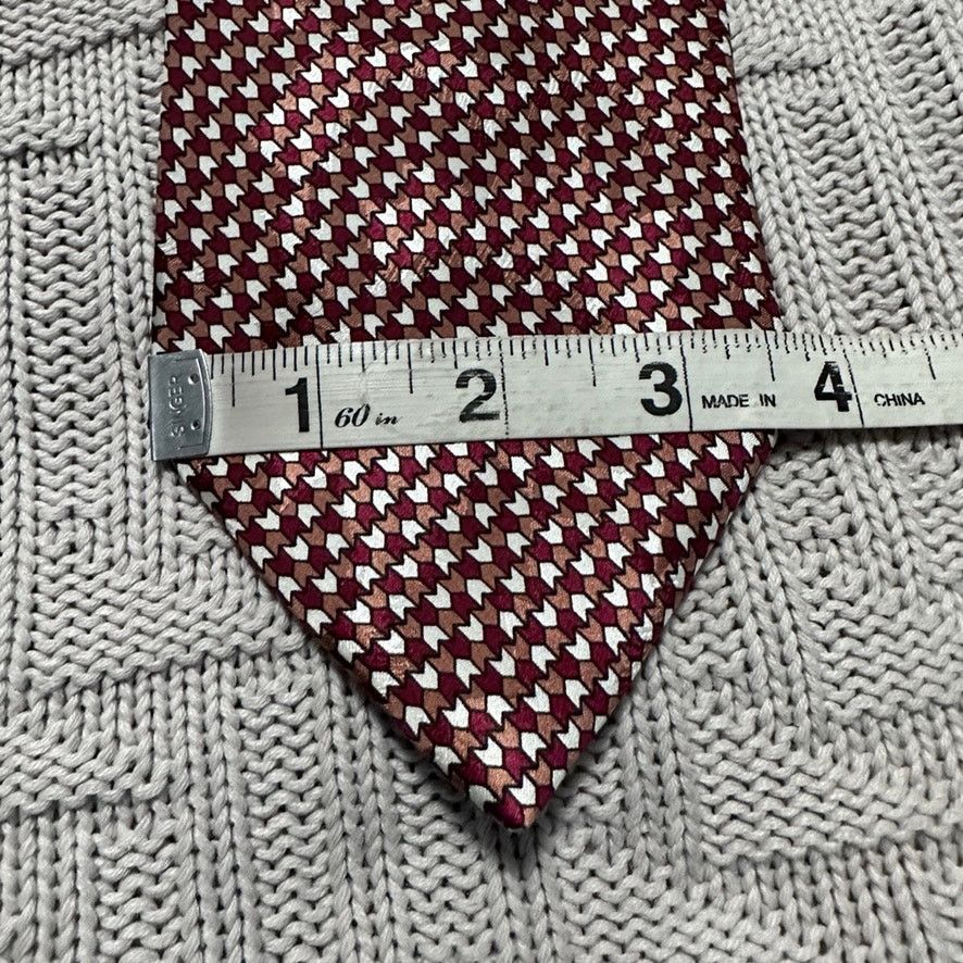 Vintage Vintage 80s red abstract houndstooth silk tie Size ONE SIZE - 6 Thumbnail