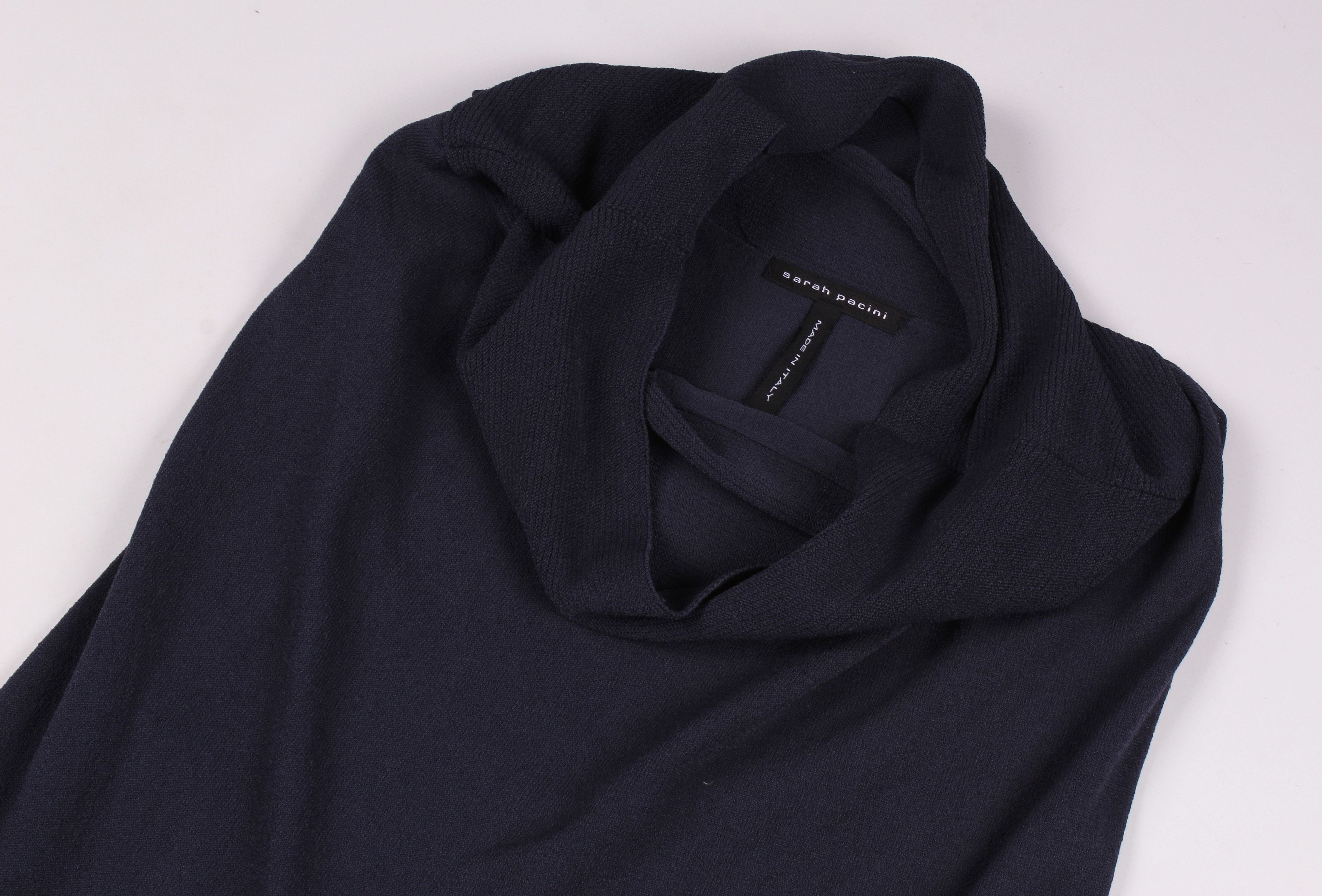 Sarah Pacini Sarah Pacini Draped Shift Navy Dress Size S / US 4 / IT 40 - 5 Thumbnail