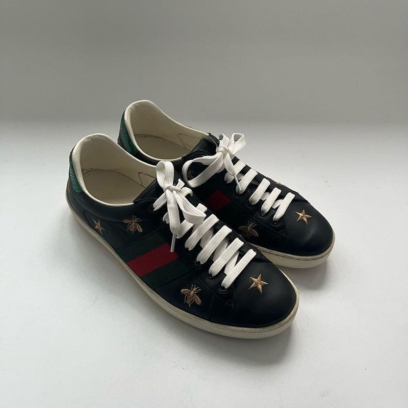 Gucci Gucci Ace Black Bee Embroidery Low-Top Sneakers Size US 9.5 / EU 42-43 - 2 Thumbnail