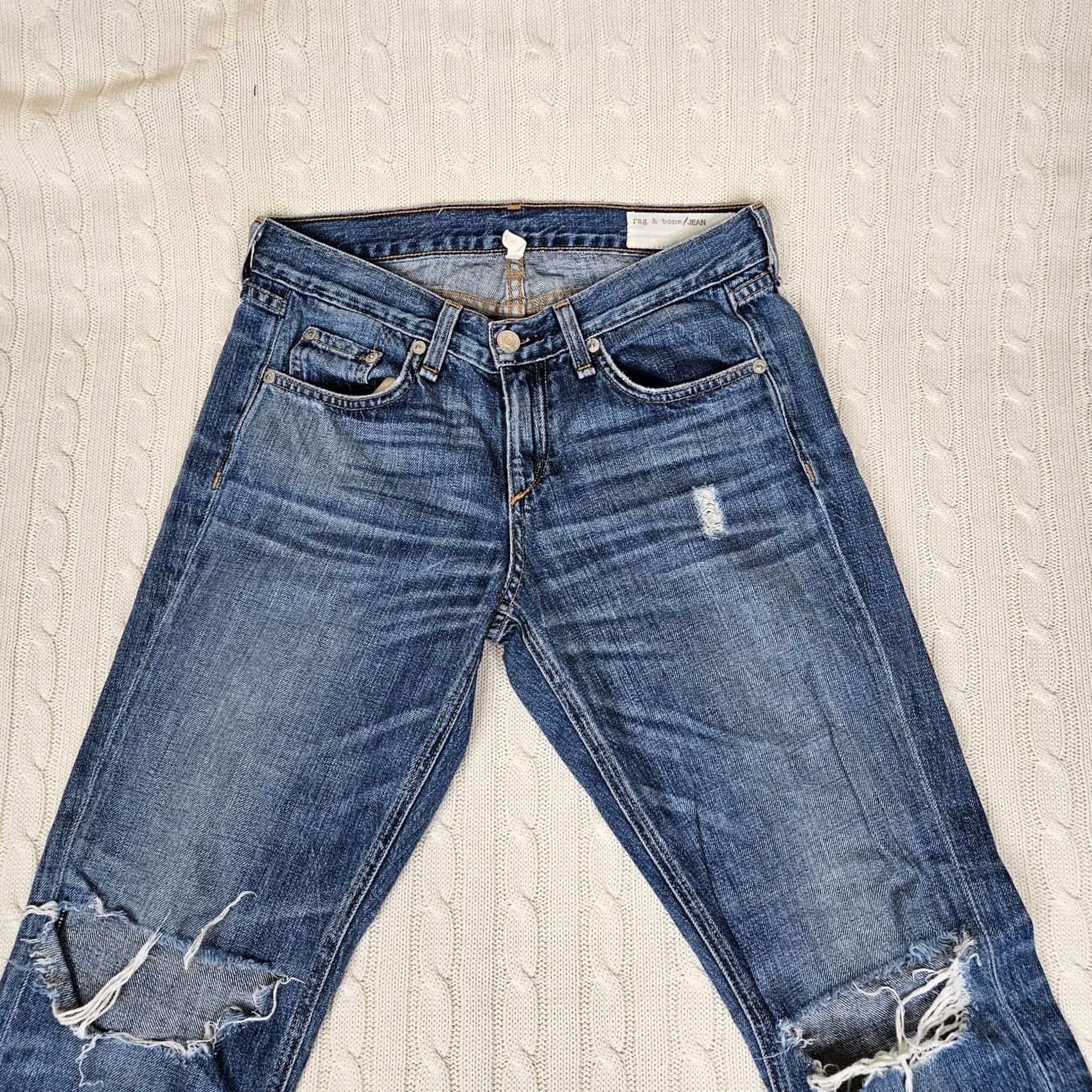 Rag & Bone rag & bone Buckley Cotton Women's Boyfriend Jeans distressed Low Rise Size 24 Blue Denim Casual Medium wash 90s Vogue? Size 42" / US 20 - 3 Thumbnail
