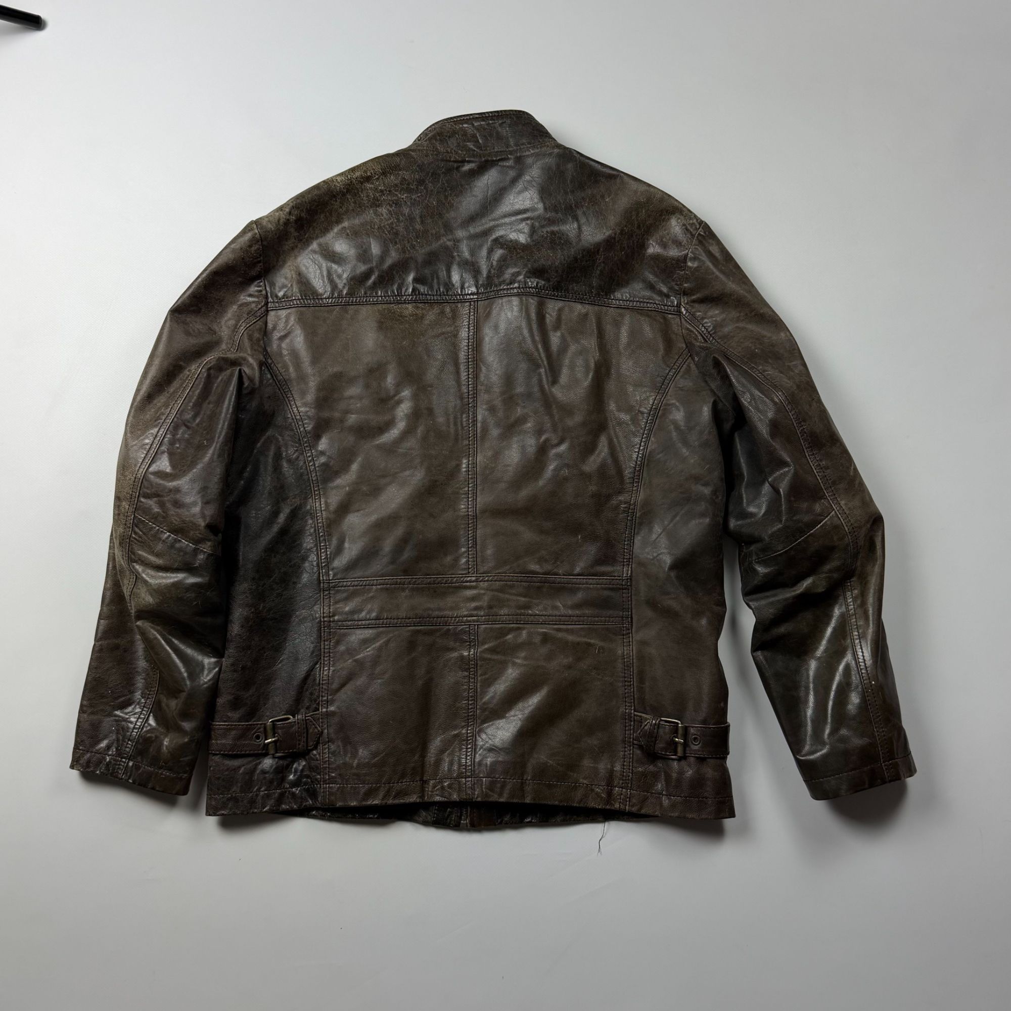 Japanese Brand Rare Archival 90s Japan Leather Faded Brown Moto Jacket Vint Size US M / EU 48-50 / 2 - 5 Thumbnail