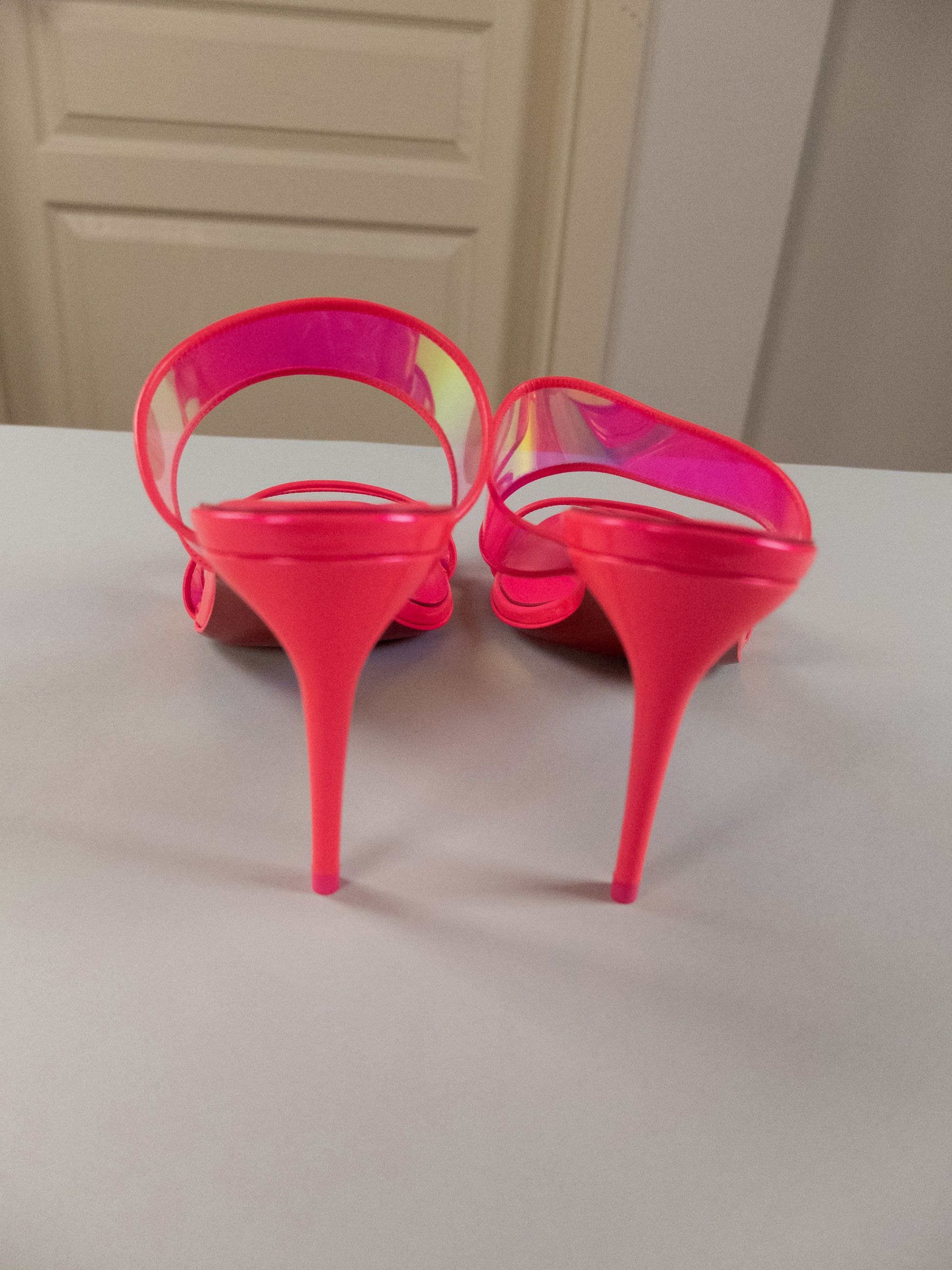 Christian Louboutin CHRISTIAN LOUBOUTIN Just Loubi pink PVC leather trim mules Size US 8.5 / IT 38.5 - 9 Thumbnail