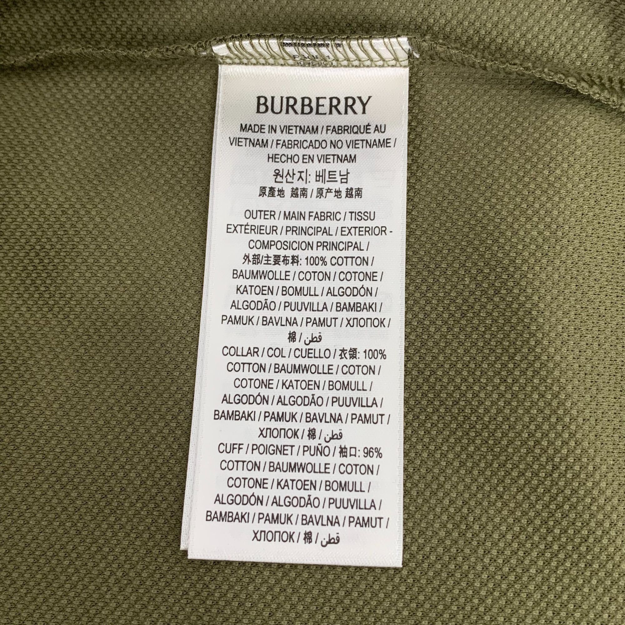 Burberry Burberry Olive Long-Sleeve Polo Shirt 100% Cotton Embroidere Size US XL / EU 56 / 4 - 5 Thumbnail