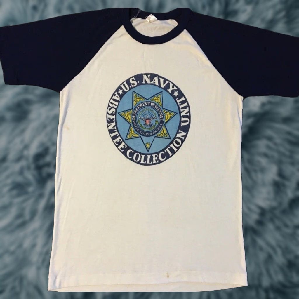 Vintage VINTAGE US NAVY Unit T-Shirt S Blue 80s 70s Grunge Military Absentee Collection Single Stitch Mens Graphic Tee Size US S / EU 44-46 / 1 - 1 Thumbnail