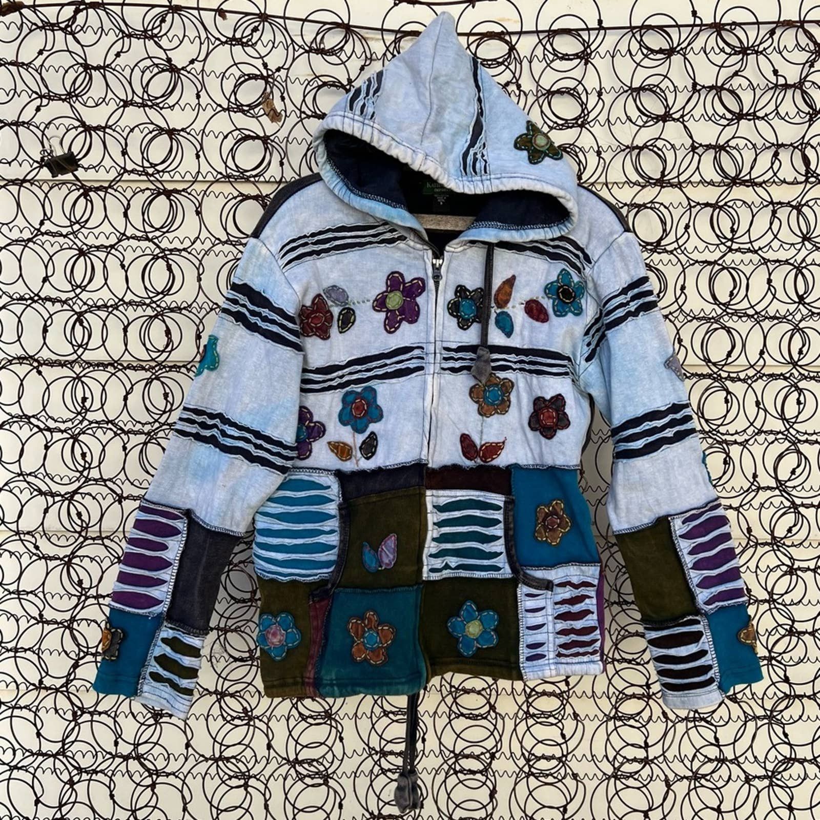 Vintage Kathmandu Imports Nepal Art to Wear Patchwork Zip Hoodie Grailed