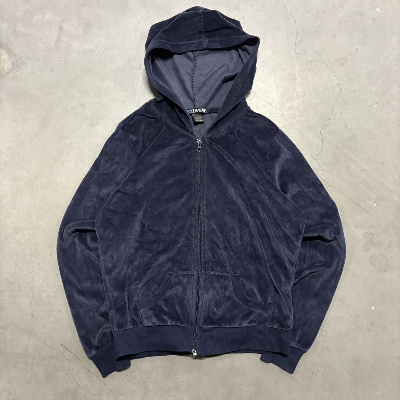 Vintage Crazy Vintage Y2K/2000s Blank Velour Navy Blue Zipup Hoodie! Size US M / EU 48-50 / 2 - 1 Thumbnail