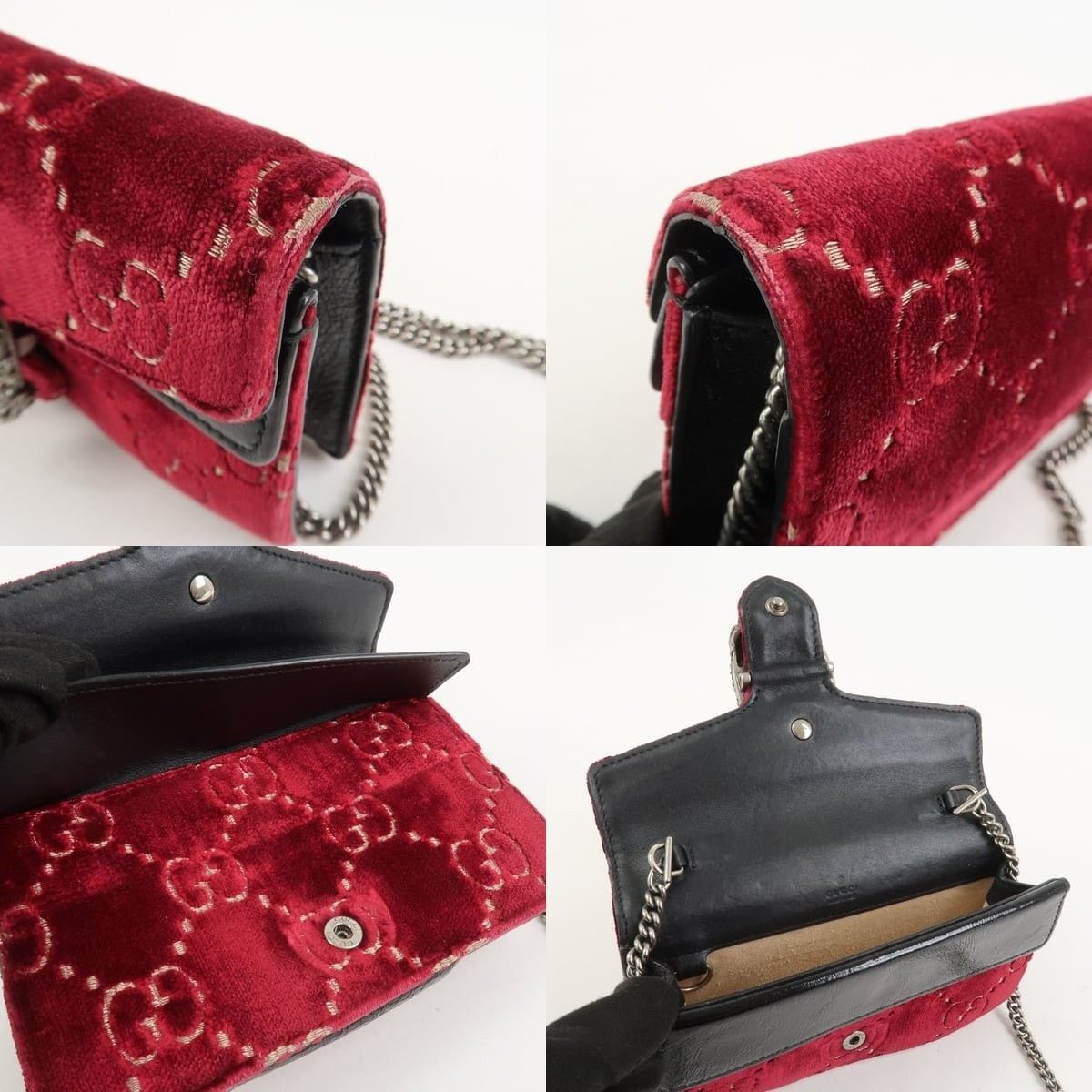 Gucci Gucci Dionysus Super Mini Velvet Flap Bag Red Size ONE SIZE - 6 Thumbnail
