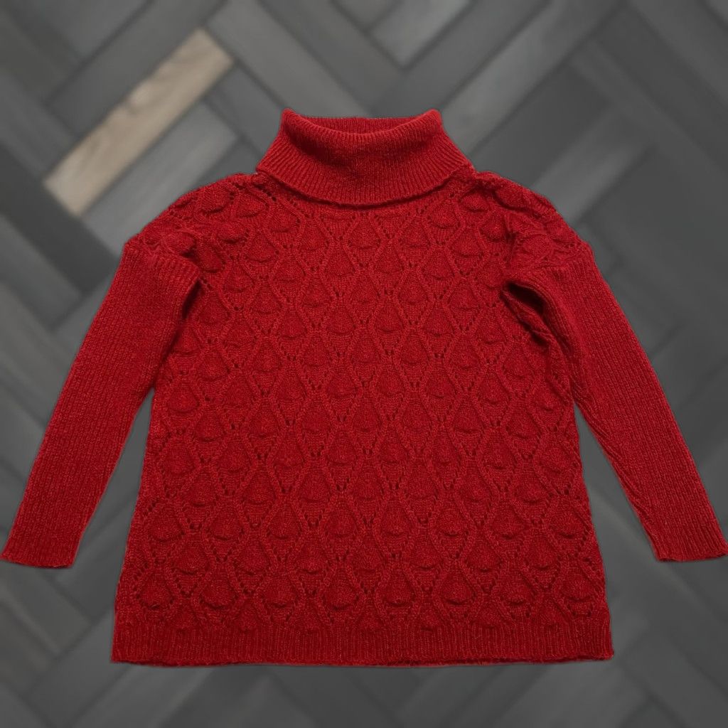 Vintage Elsamanda Red Italy Mohair Blend Knit Turtleneck Sweater Small Size S / US 4 / IT 40 - 1 Thumbnail