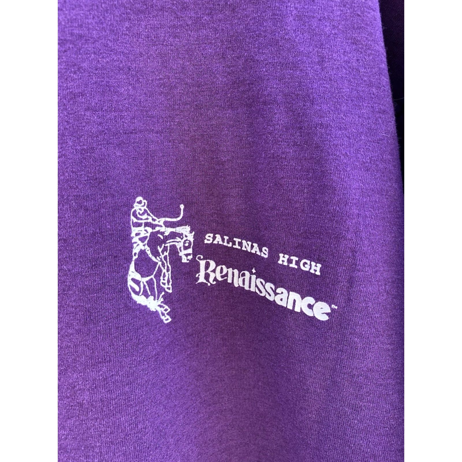 Vintage VINTAGE Best Salinas High Renaissance T Shirt XL Purple Cowboy Rodeo USA Made 90s Mens Shirt Graphics 90s USA Cowboy Bronco Kid? Size US XL / EU 56 / 4 - 3 Thumbnail