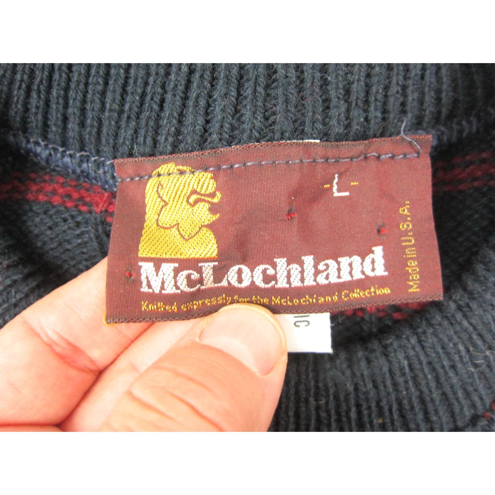 Vintage VINTAGE McLochland Sweater Mens L Blue Striped Wool Slim Crew Knit Pullover 90s United States Industry: Casual Size US L / EU 52-54 / 3 - 3 Thumbnail