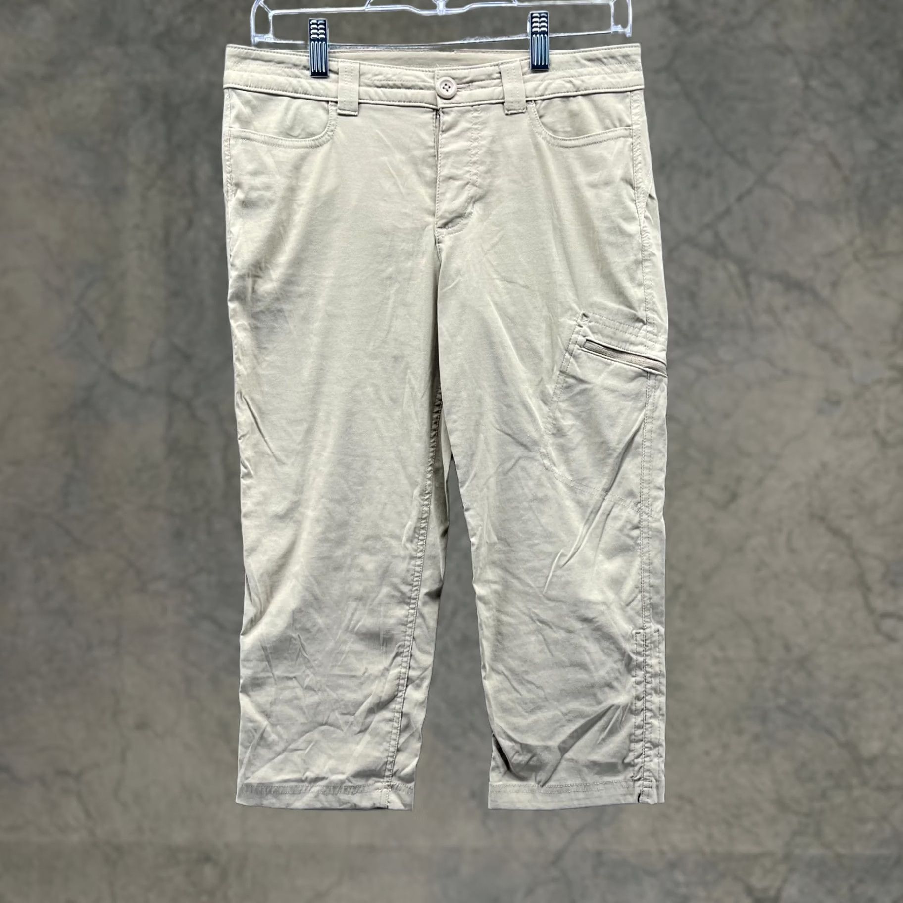 Eddie Bauer VINTAGE? No — Eddie Bauer Pants Womens 4 Beige Capri Knit Stretch Flat Front Casual Travel Regular Size 27" / US 4 / IT 40 - 1 Thumbnail