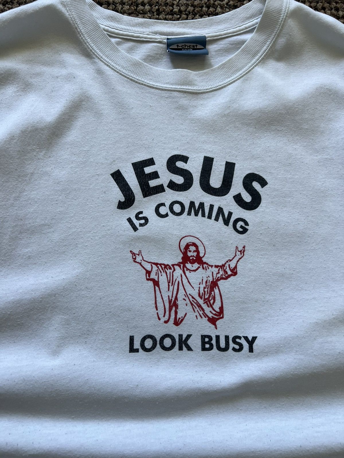 Vintage RARE Vintage Jesus Coming Look Busy Single Stitch Shirt Size US XL / EU 56 / 4 - 7 Thumbnail