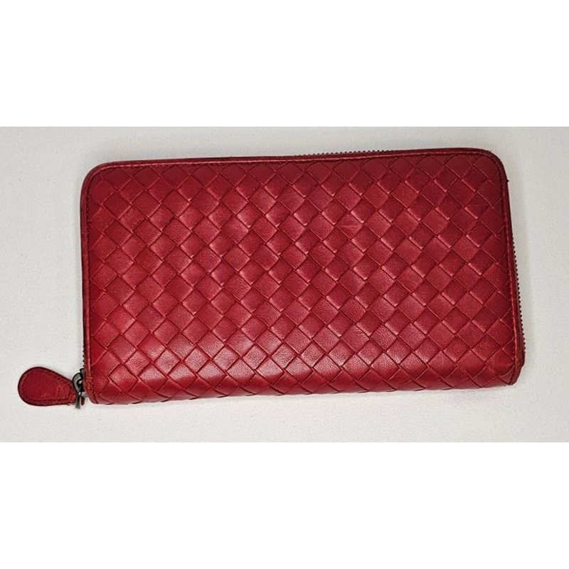 Bottega Veneta Bottega Veneta Intrecciato zip-around wallet in red leather Size ONE SIZE - 1 Thumbnail