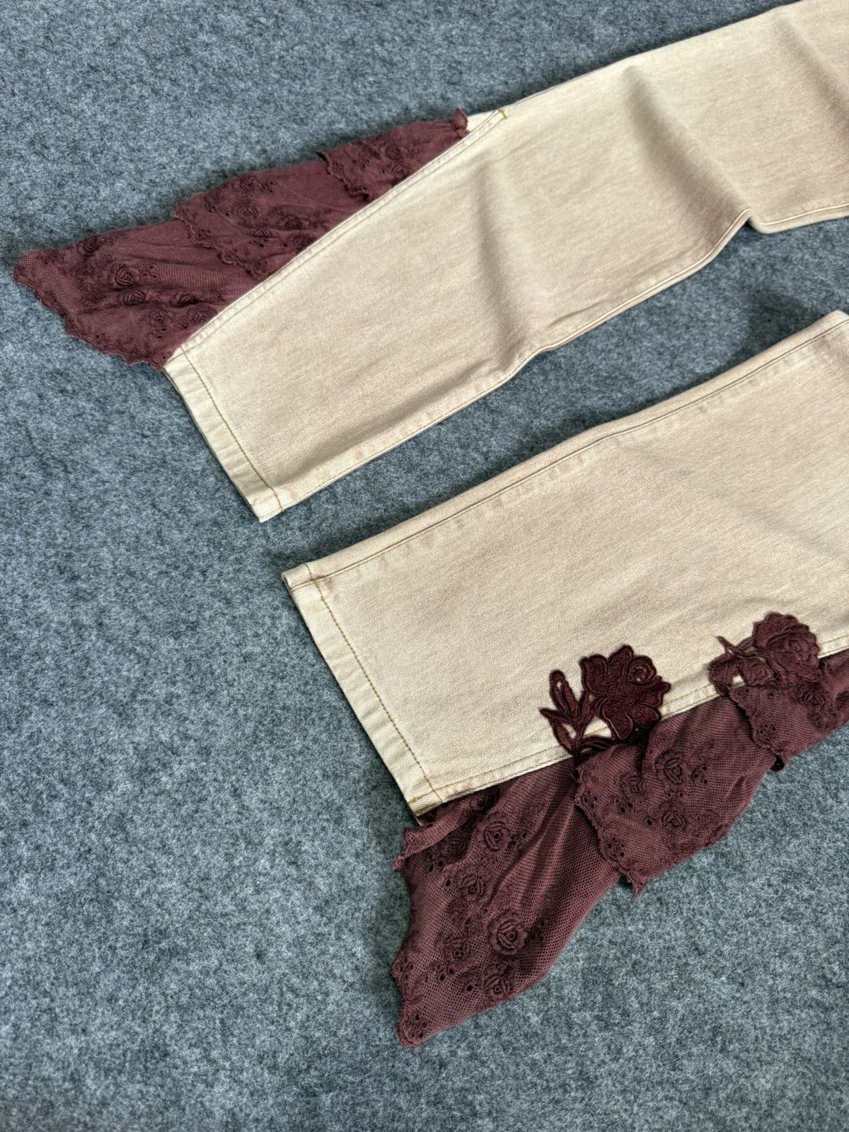 Hysteric Glamour Pink House Deconstructed Boho Appliqué Flared Jeans Size US 27 - 4 Thumbnail