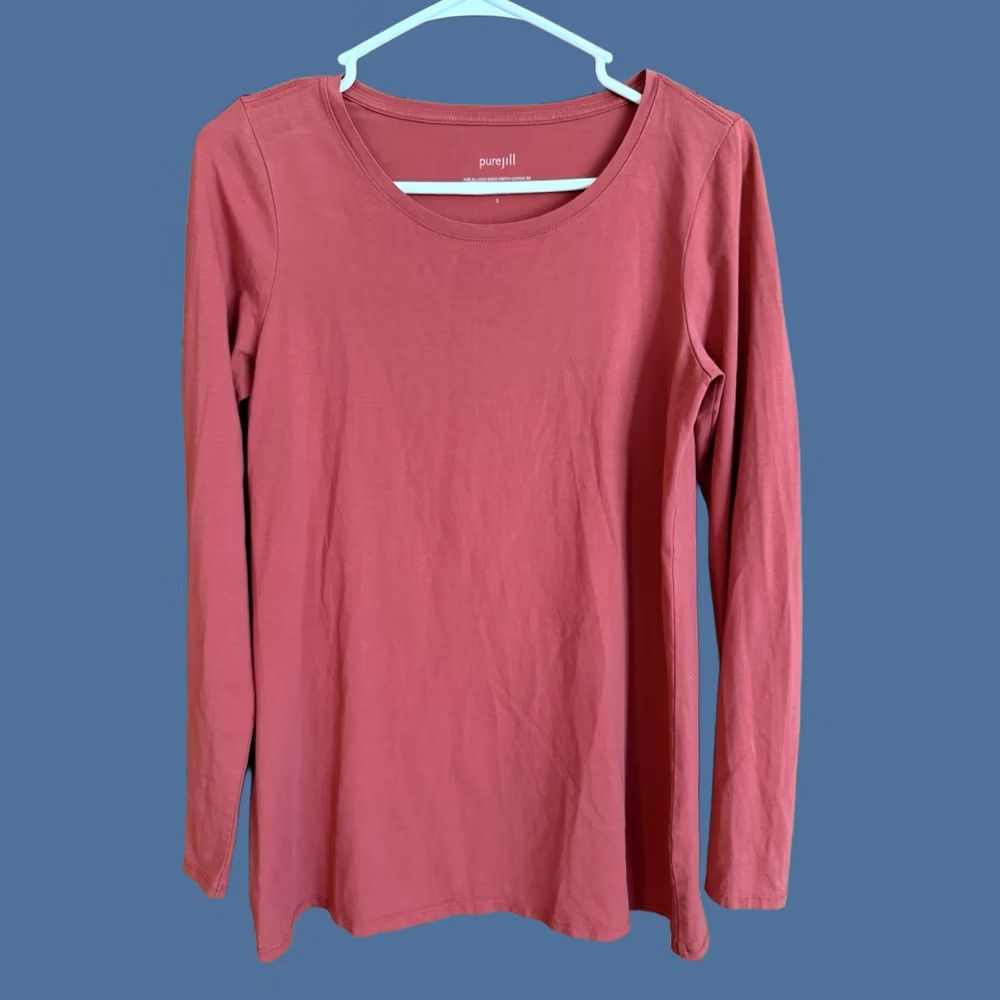 J. Jill J. Jill Women's S Pink Long Sleeve Cotton Tee Basic Minimal Casual Size S / US 4 / IT 40 - 1 Thumbnail