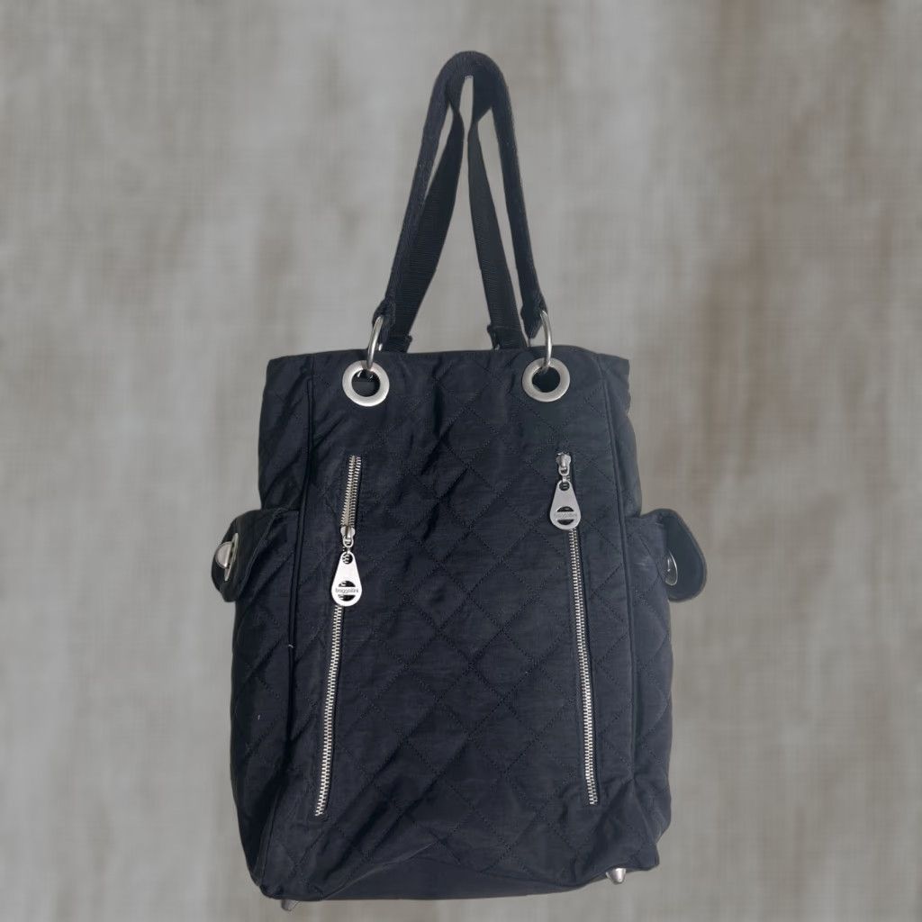 Vintage Baggallini Quilted Shoulder Large Tote Bag Black Nylon Zippers Travel Women Size ONE SIZE - 1 Thumbnail