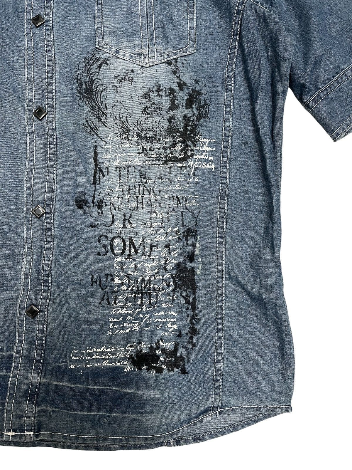 Le Grande Bleu (L.G.B.) Semanticdesign Poem Punk Western Distressed Denim Shirt Size US L / EU 52-54 / 3 - 2 Thumbnail