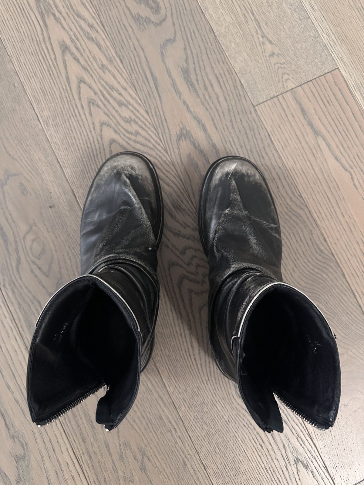 424 424 Marathon Distressed Black Leather Boots size 12 Size US 12 / EU 45 - 3 Thumbnail