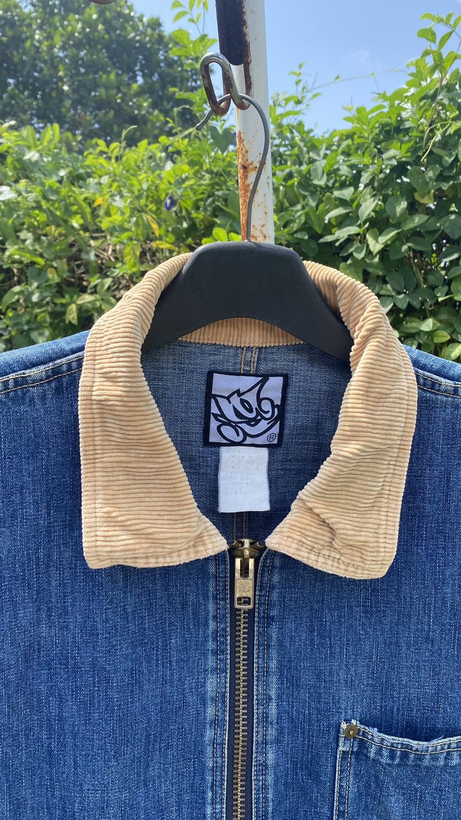 Vintage Denim Work Jacket w/Corduroy Collar–Rare Graffiti Logo Tag Size US XL / EU 56 / 4 - 3 Thumbnail