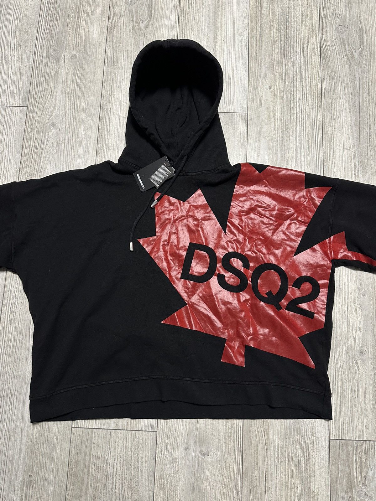 Dsquared2 NEW Dsquared2 Size M Maple Leaf Logo Oversize Black Hoodie Size US M / EU 48-50 / 2 - 2 Thumbnail