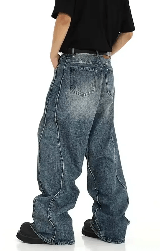 Jean Blue baggy wide-leg high-street jeans Size US 34 / EU 50 - 2 Thumbnail