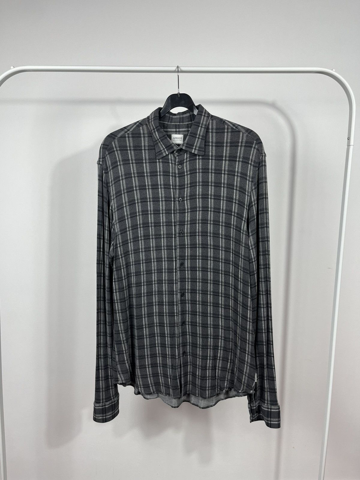 Armani Collezioni Armani Collezioni Gray Plaid Shirt Men’s L Long Sleeve Size US L / EU 52-54 / 3 - 1 Thumbnail