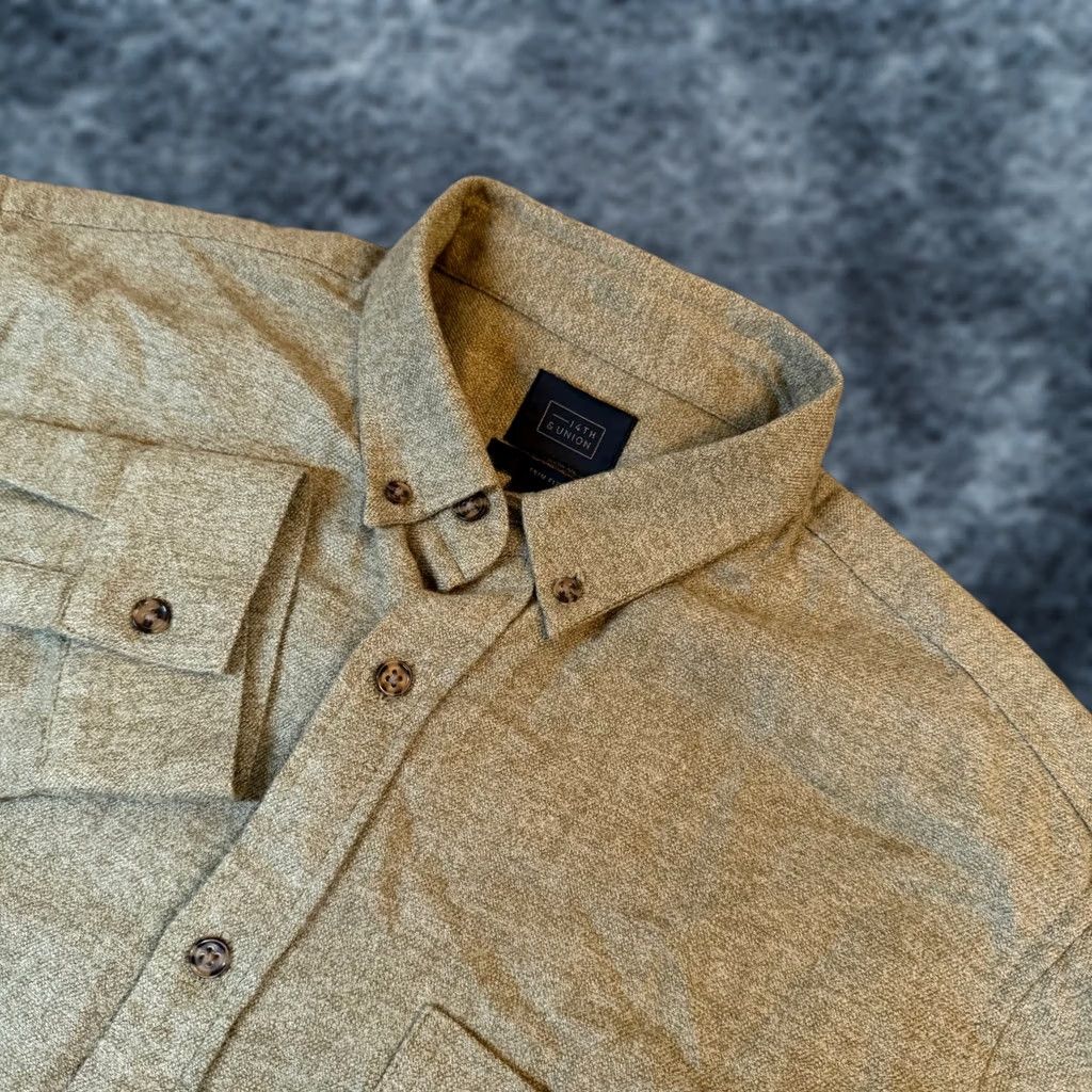 Vintage 14th & Union Shirt Mens Large Green Flannel Button-Up Long Sleeve Trim Fit Casual Business Pocket Button-Down Collar 14th & Union Size US L / EU 52-54 / 3 - 1 Thumbnail