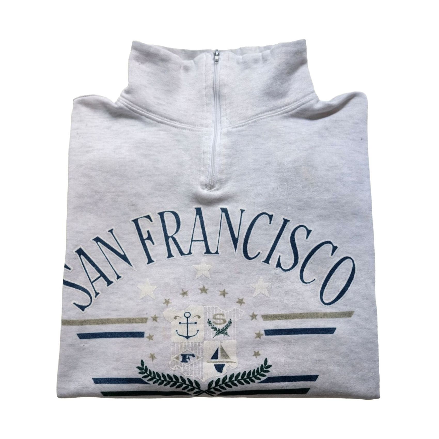 Etro VINTAGE 90s RETRO SAN FRANCISCO CALIFORNIA DISTRESSED GRAY1995 1/4 ZIP SWEATSHIRT LG Sweatshirt MEN Gray 1/4 Zip 90s Retro"} Size US L / EU 52-54 / 3 - 2 Thumbnail