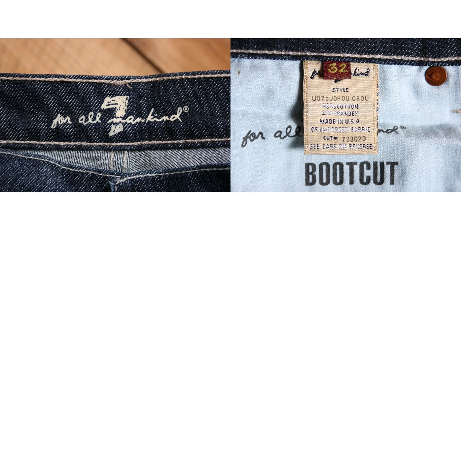 7 For All Mankind 7 FOR ALL MANKIND Bootcut Denim Jeans Blue Women's Sz. 32 Regular Inseam 34.5 in 5-Pocket USA Made Size 24" / US 00 / IT 34 - 8 Thumbnail