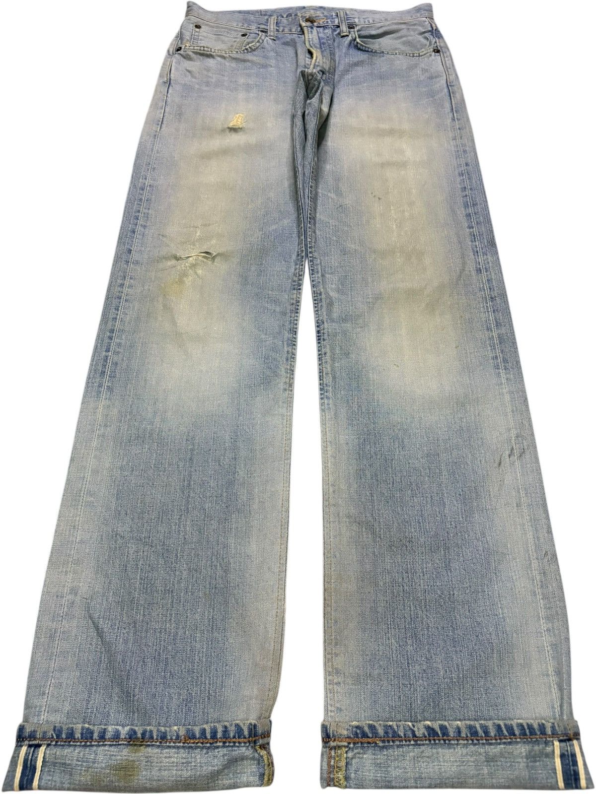 Edwin Vintage Edwin 505ZX Selvedge Mud Wash Distressed Loose Jeans Size US 30 / EU 46 - 1 Thumbnail