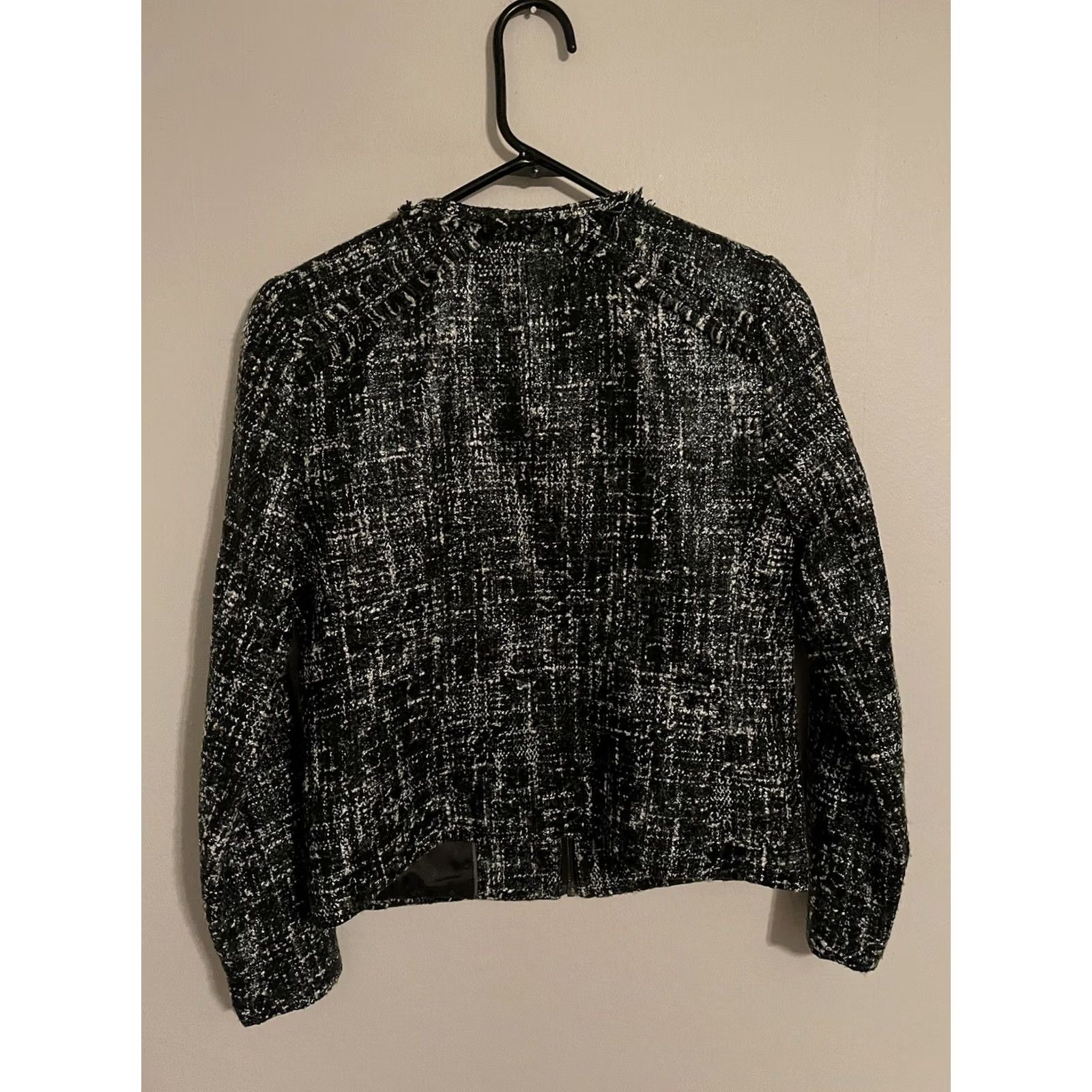 Banana Republic Banana Republic Black White Patterned Tweed Blazer Ladies Zip Jacket - Women's 4 Size S / US 4 / IT 40 - 3 Thumbnail