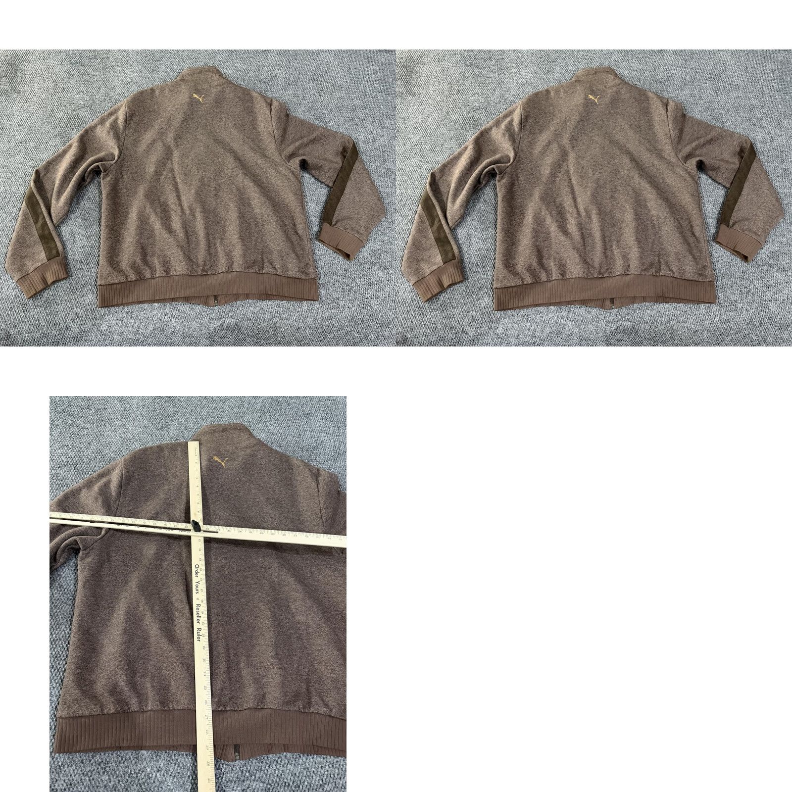 Puma PUMA Jacket Mens 2XL Brown Full Zip Striped Lining Sportswear Athletic Track Jacket with Pockets Casual Run Gym Size US XXL / EU 58 / 5 - 8 Thumbnail