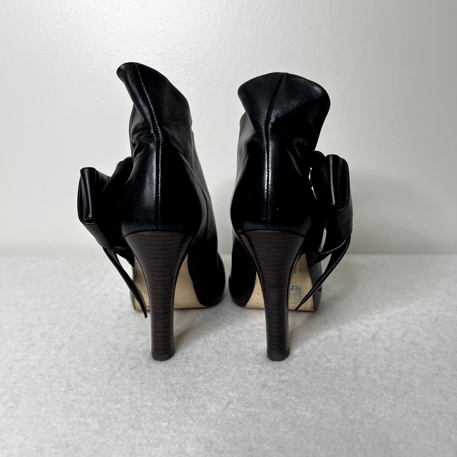 Aldo Aldo Black Bow Heeled Leather Booties Size US 7.5 / IT 37.5 - 4 Thumbnail