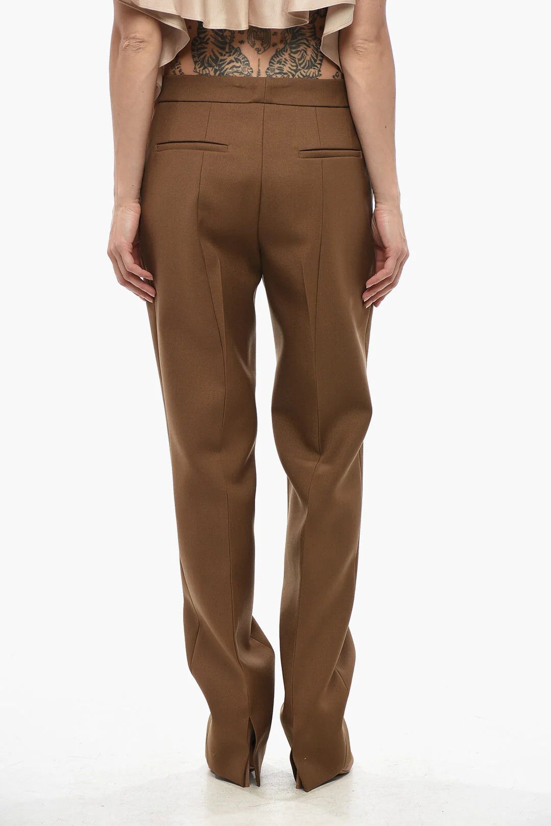 Jil Sander og1mm0626 Slim Fit Wool Twill Pant in Brown Size 30" / US 8 / IT 44 - 2 Thumbnail