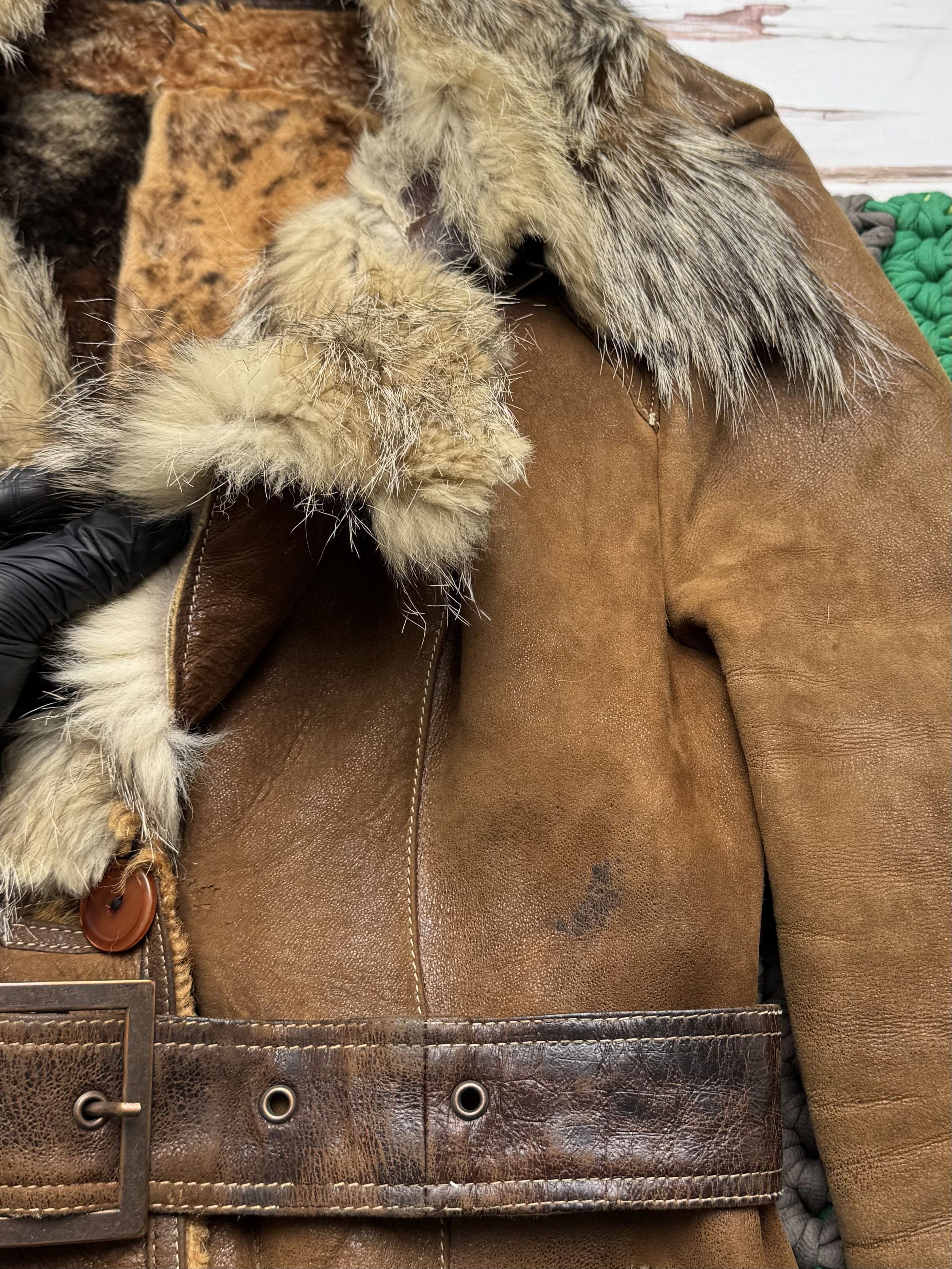 Vintage Vintage Brown Sheepskin Coat Belted Long Winter Size M / US 6-8 / IT 42-44 - 9 Thumbnail