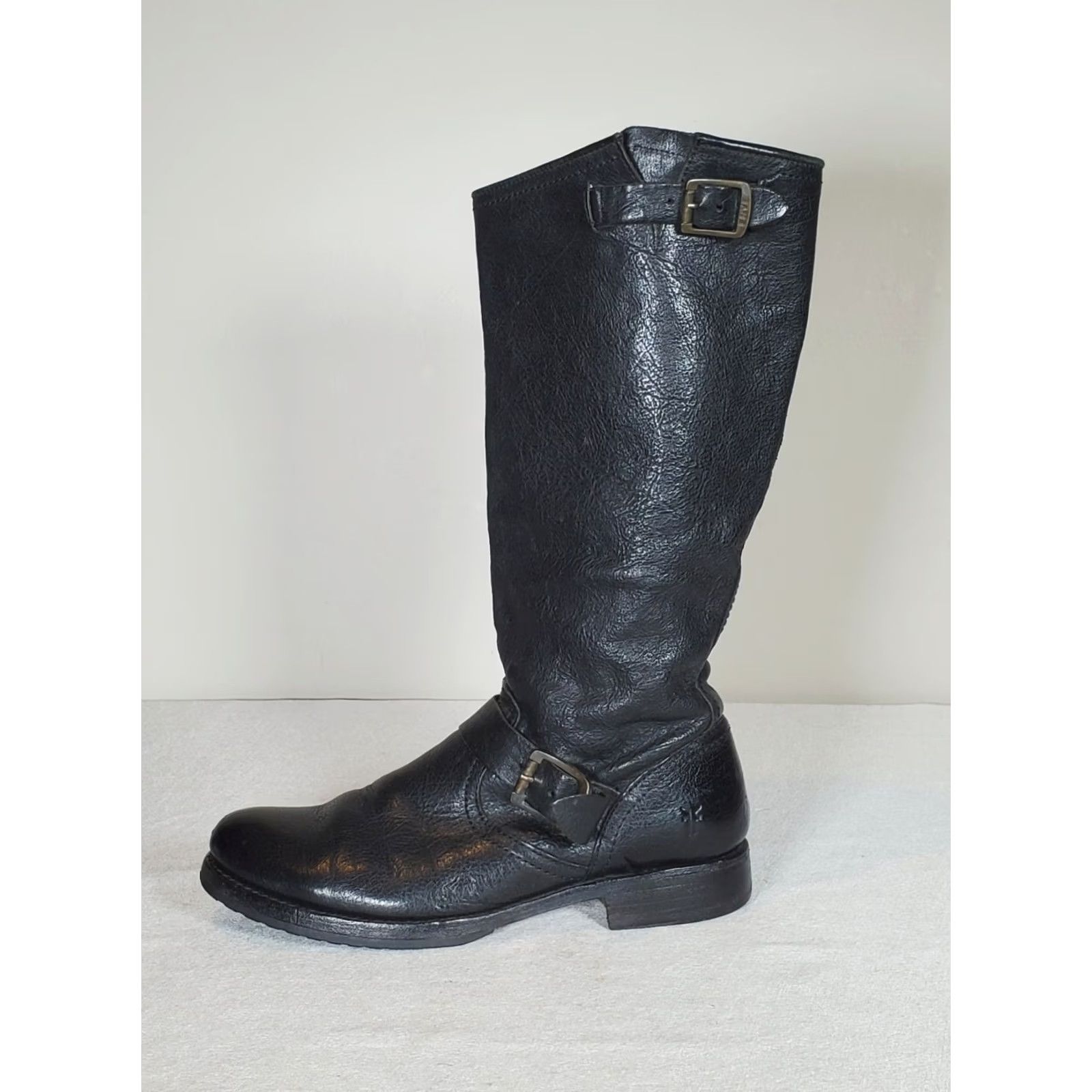 Frye FRYE Veronica Slouch Boots Black Leather 77605 Double Buckle Women’s US 9.5 B Boots Size US 10 / IT 40 - 5 Thumbnail