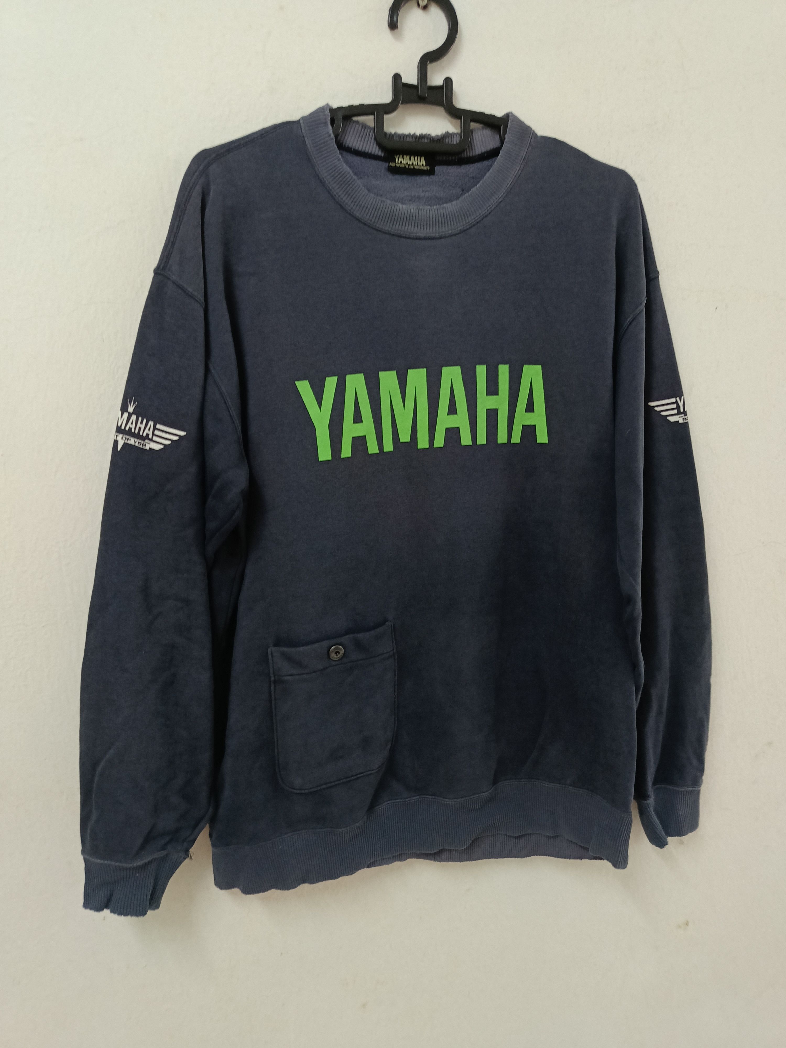Vintage × Yamaha Vintage Yamaha Distressed Spell out Single pocket Sweater Size US M / EU 48-50 / 2 - 2 Thumbnail