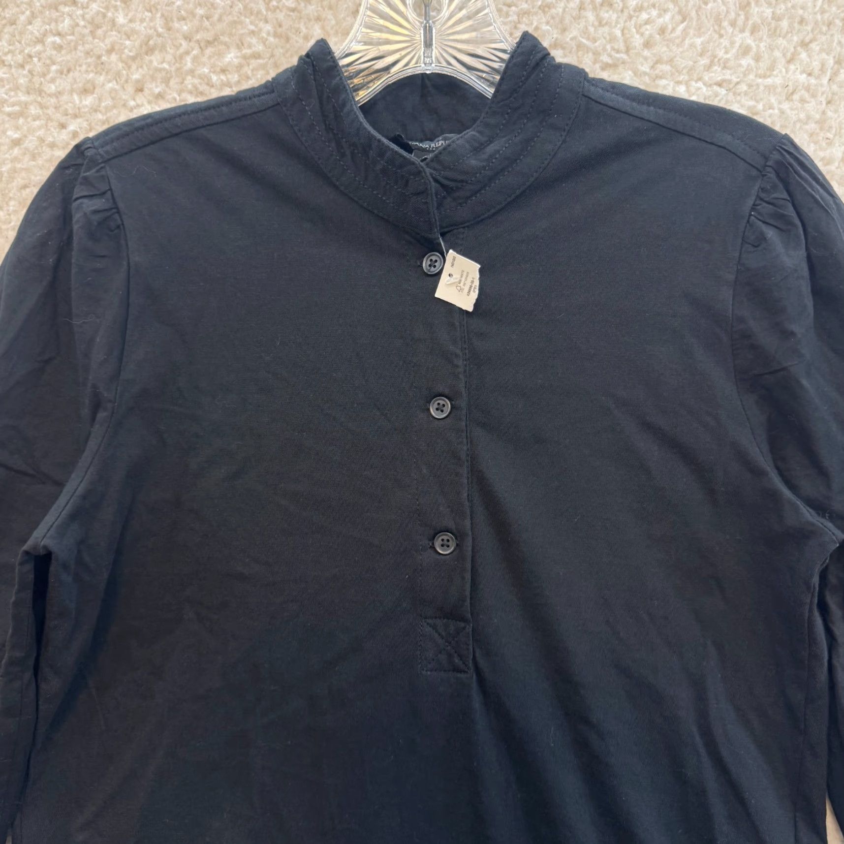 Banana Republic VINTAGE Banana Republic Black Blouse Shirt 3/4 Sleeve Mock Neck Womens S Refined? Size S / US 4 / IT 40 - 3 Thumbnail