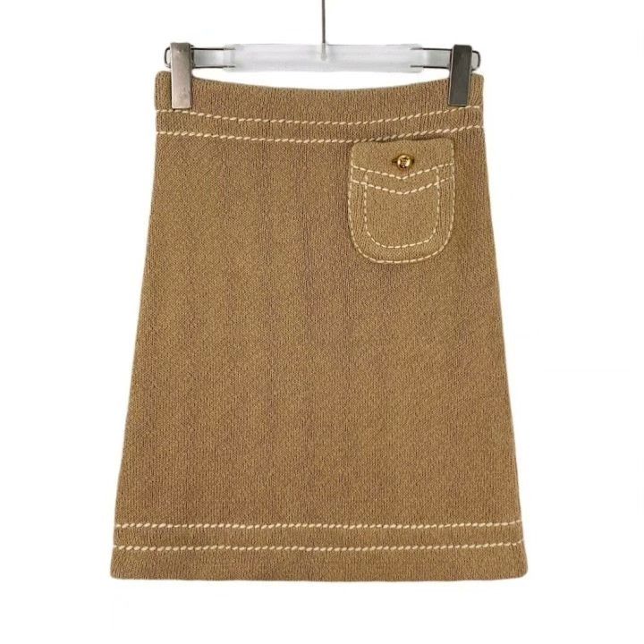 Prada Prada 24 Brown Triangle Logo Cotton Knit Skirt Size 38" / US 16 / IT 52 - 1 Thumbnail