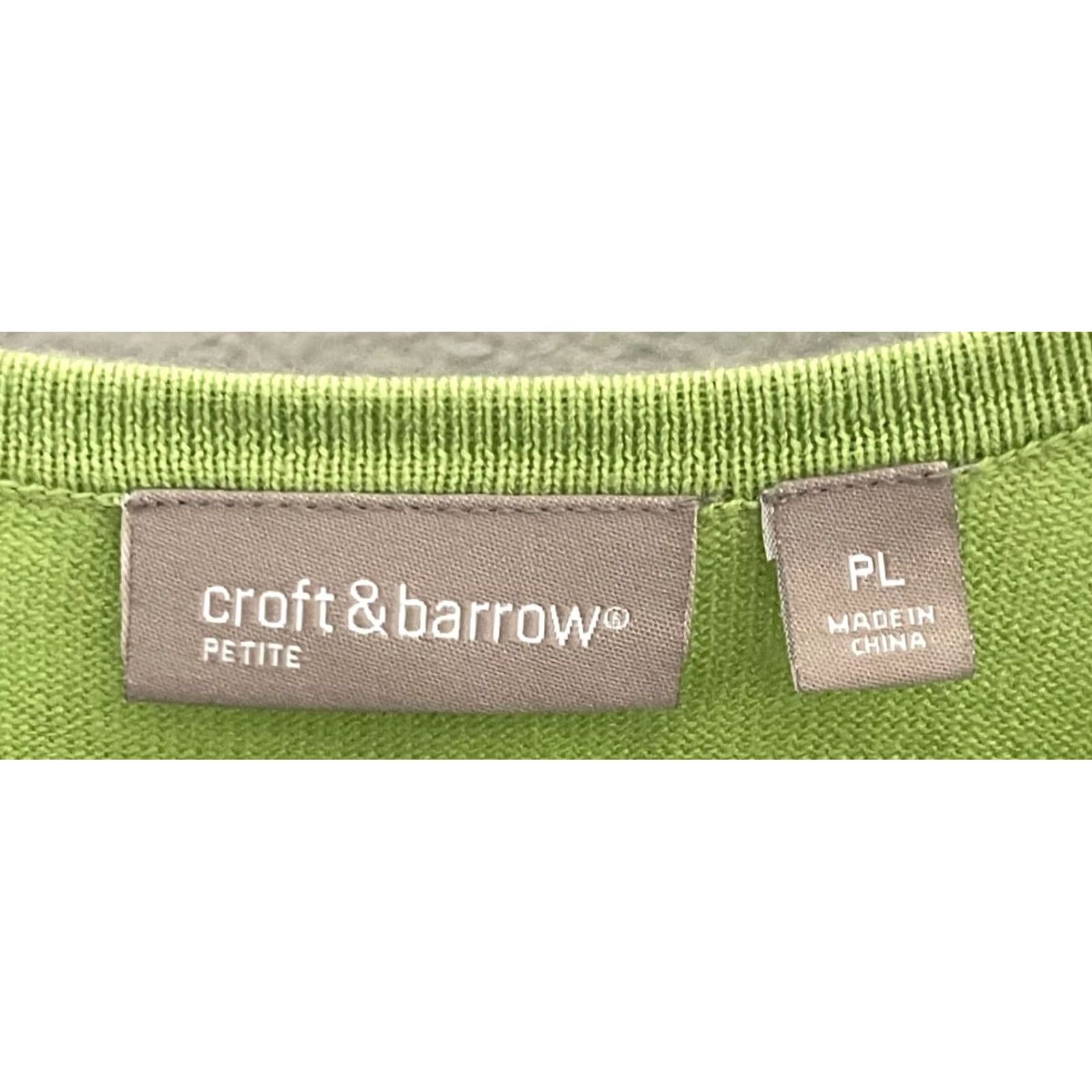 Croft & Barrow Croft & Barrow Christmas Cardigan Women's Large Petite Green Palm Trees Beaded Coastal Holiday Size L / US 10 / IT 46 - 4 Thumbnail