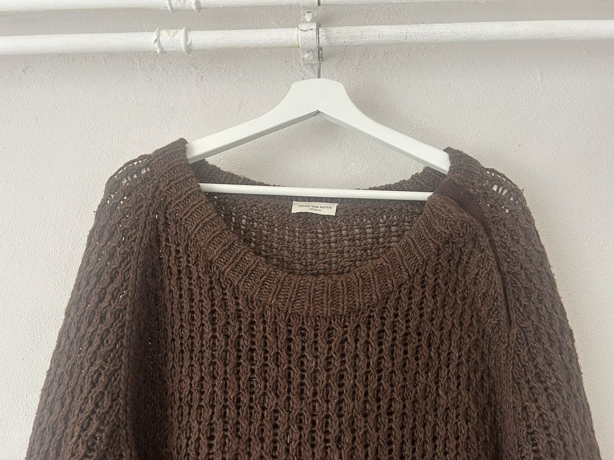 Dries Van Noten Brown Open-Knit Wool Sweater Size US M / EU 48-50 / 2 - 2 Thumbnail