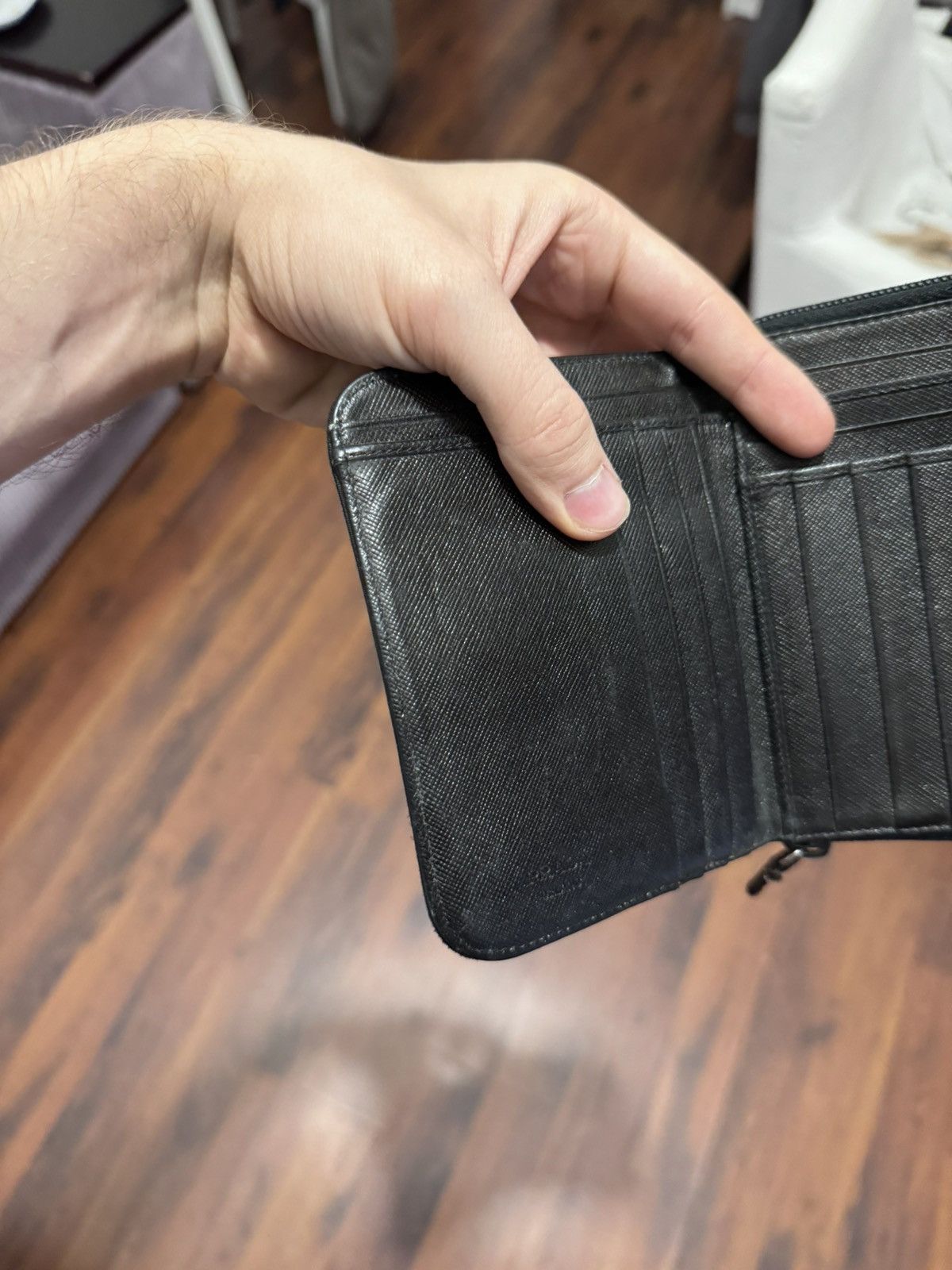 Prada Vintage Prada Nylon Big Wallet Black Logo Hype Designer Size ONE SIZE - 17 Thumbnail