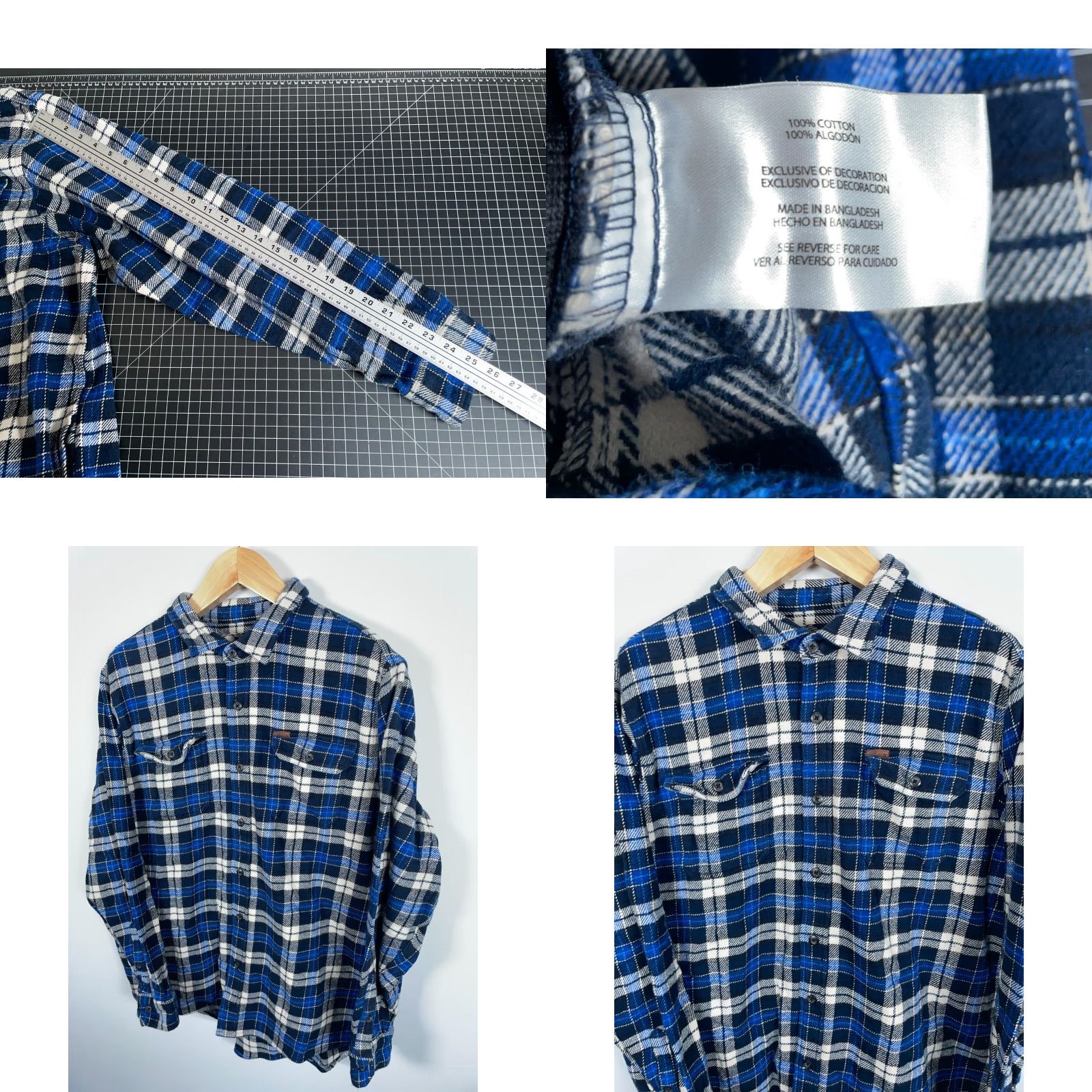 Orvis Orvis Shirt Jacket 2XL Heavyweight Flannel Blue Plaid Shacket Work Casual Long Sleeve Button-Up Pocket Mens Retro 90s Grunge Hipster Size US XXL / EU 58 / 5 - 8 Thumbnail