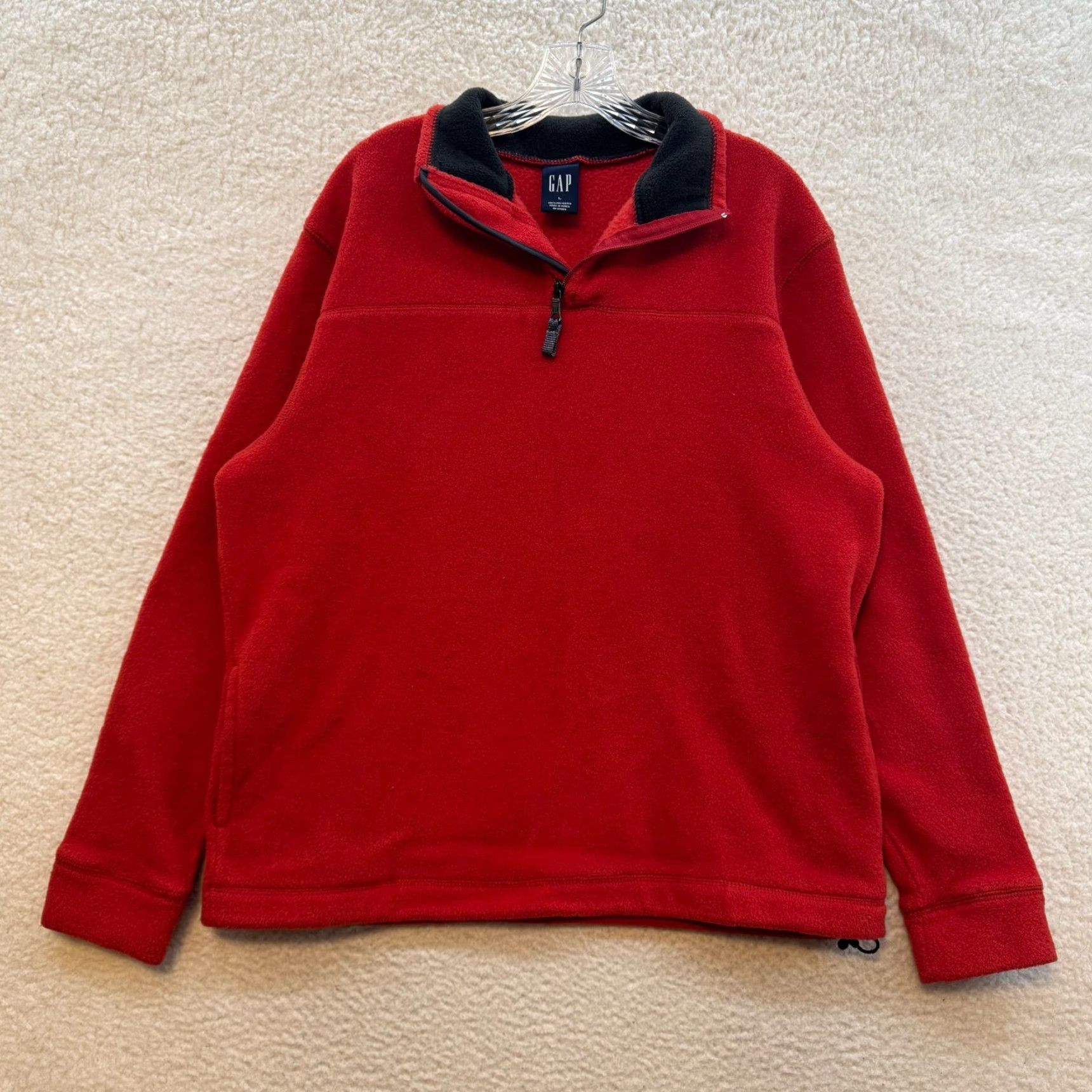 Gap VINTAGE Gap Fleece Sweater Jacket L Red 1/4 Zip Collared Pockets Mens Size US L / EU 52-54 / 3 - 2 Thumbnail