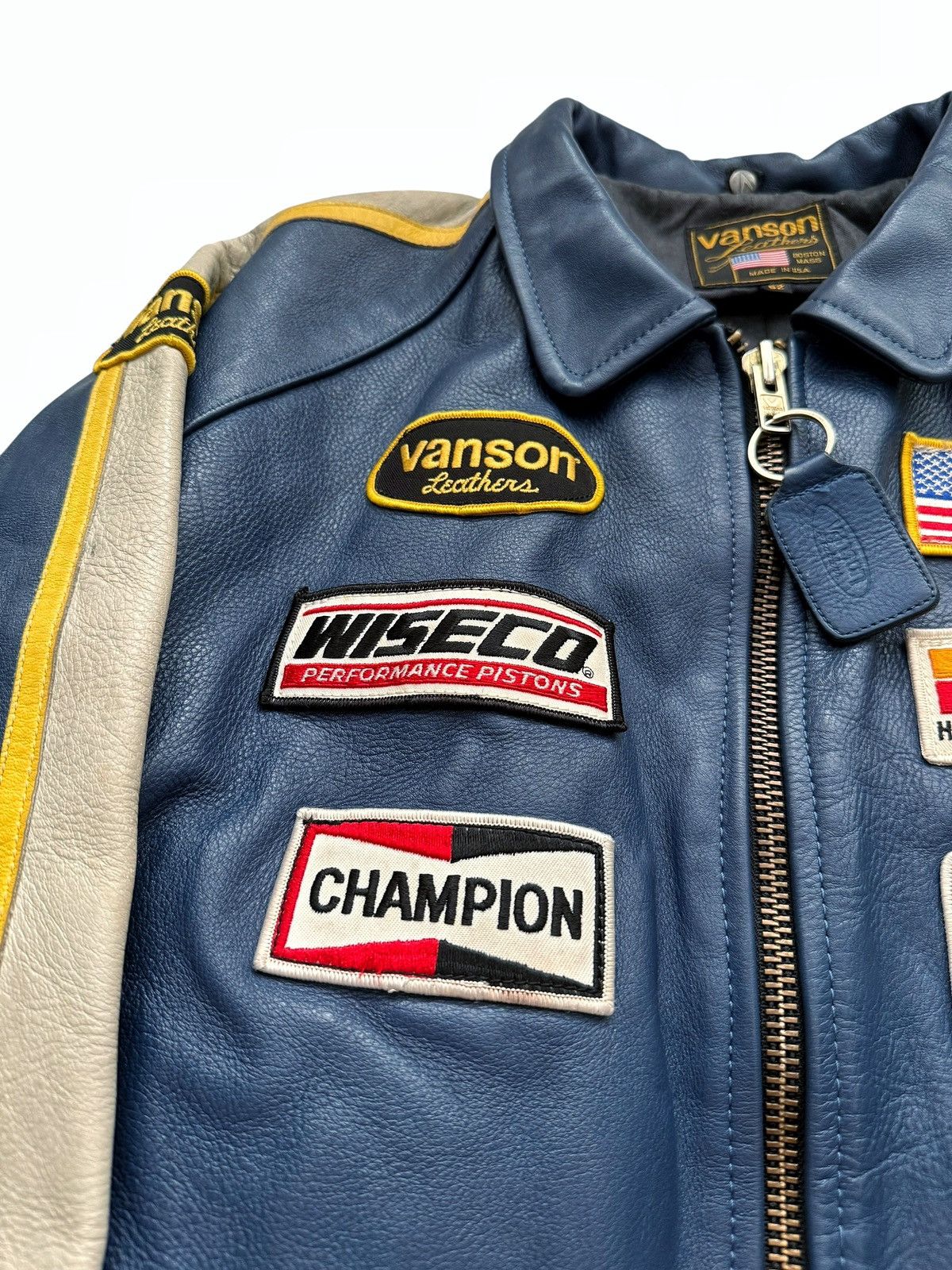 Vanson Leathers 1/1 Genesis NYC Blue Leather Zip Jacket Size US L / EU 52-54 / 3 - 6 Thumbnail