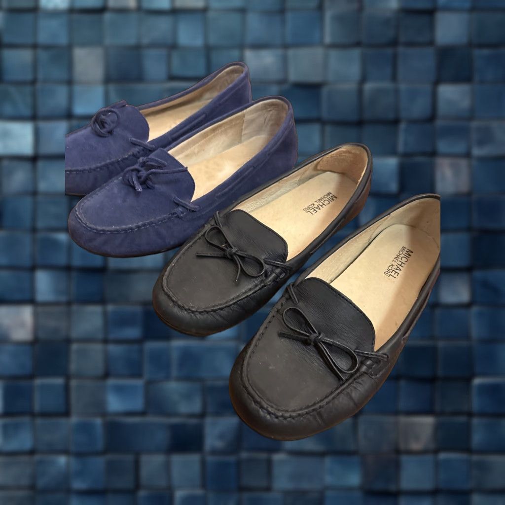 VINTAGE Michael Kors Sutton Loafer Womens M Blue Leather Bow
